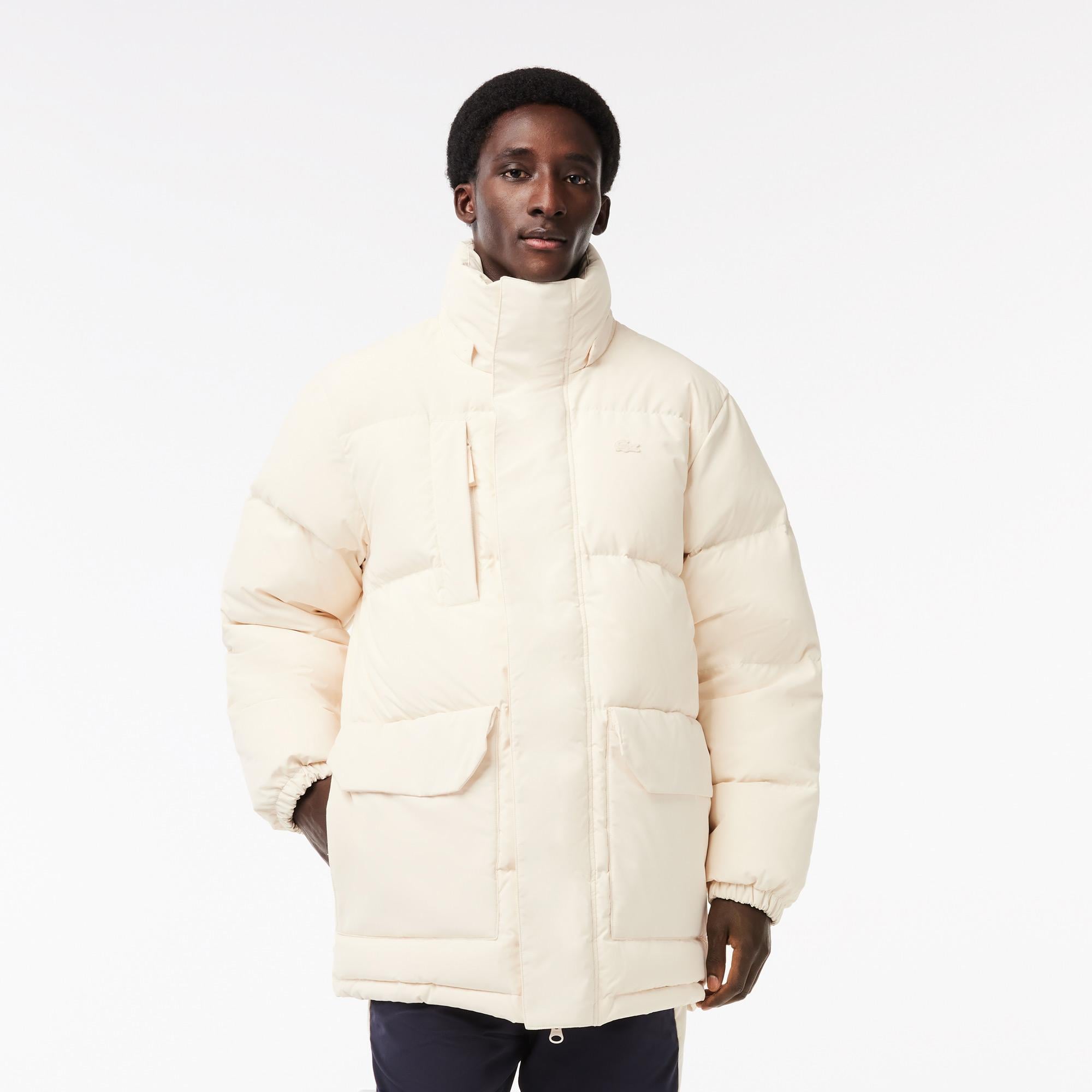 Erkek Kapüşonlu Kapitone Bej Mont