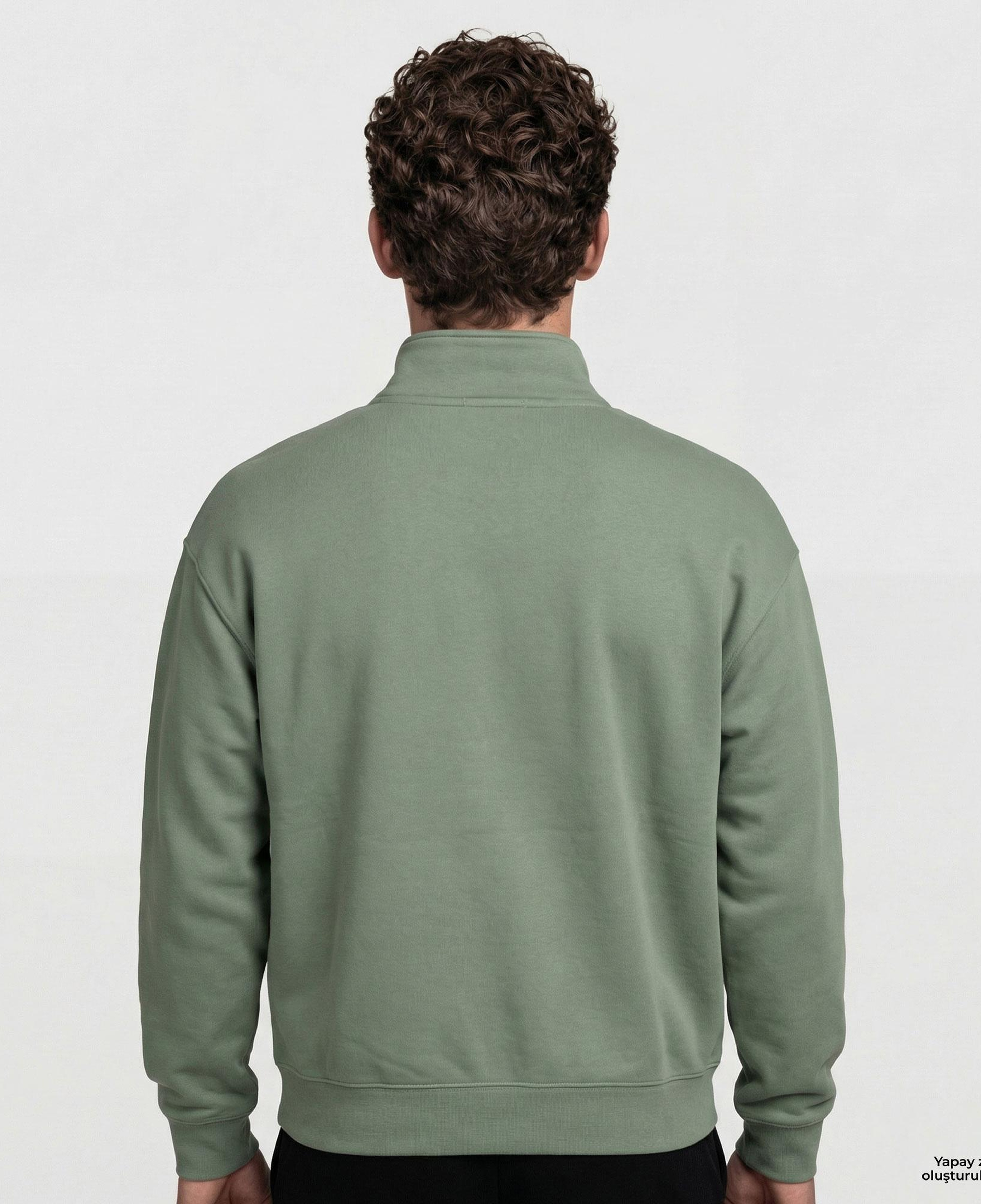 Lacoste Heavy Fleece Zipper Neck Unisex Yeşil Sweatshirt