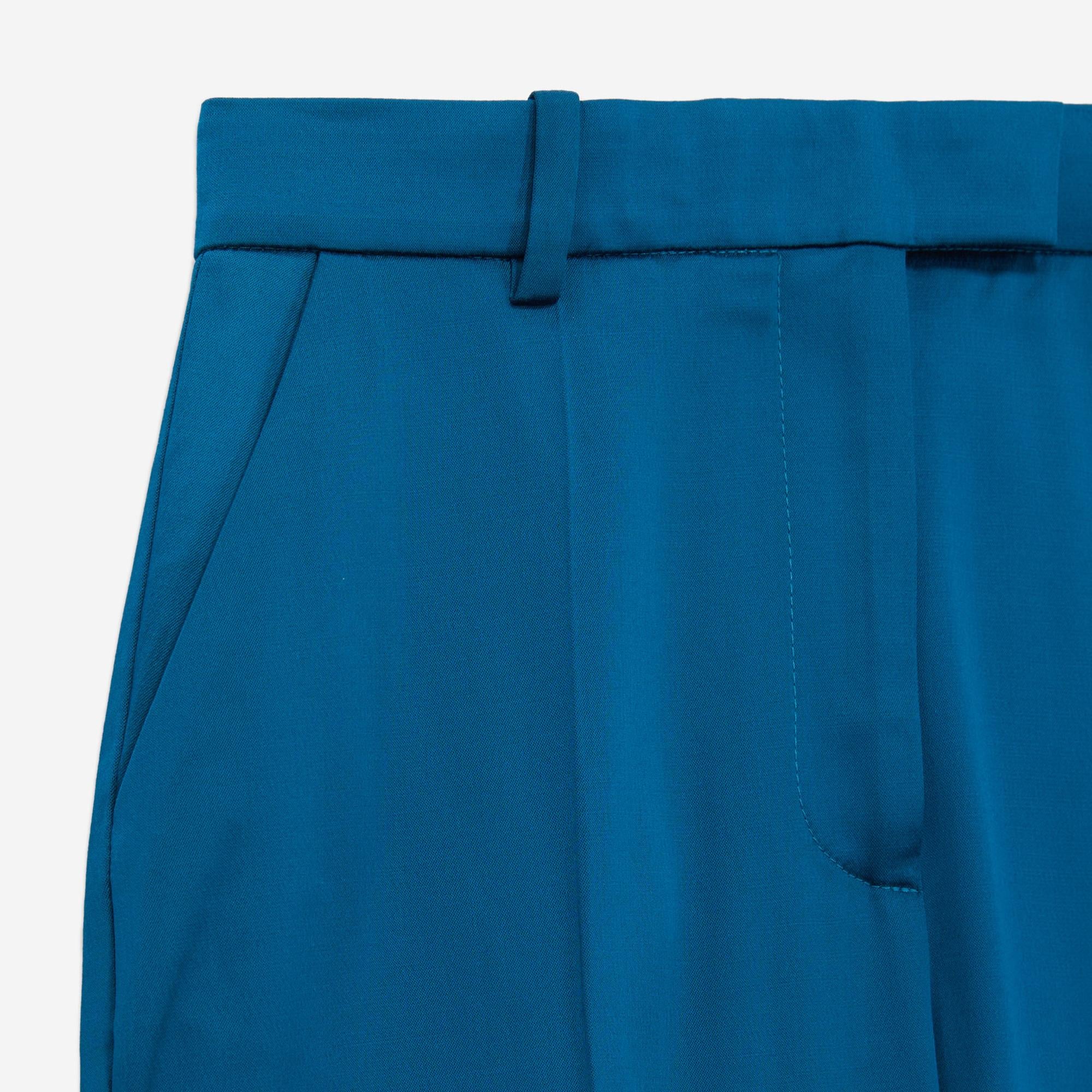 KADIN STRAIGHT FIT ÇİÇEK DESENLİ MAVİ PANTOLON