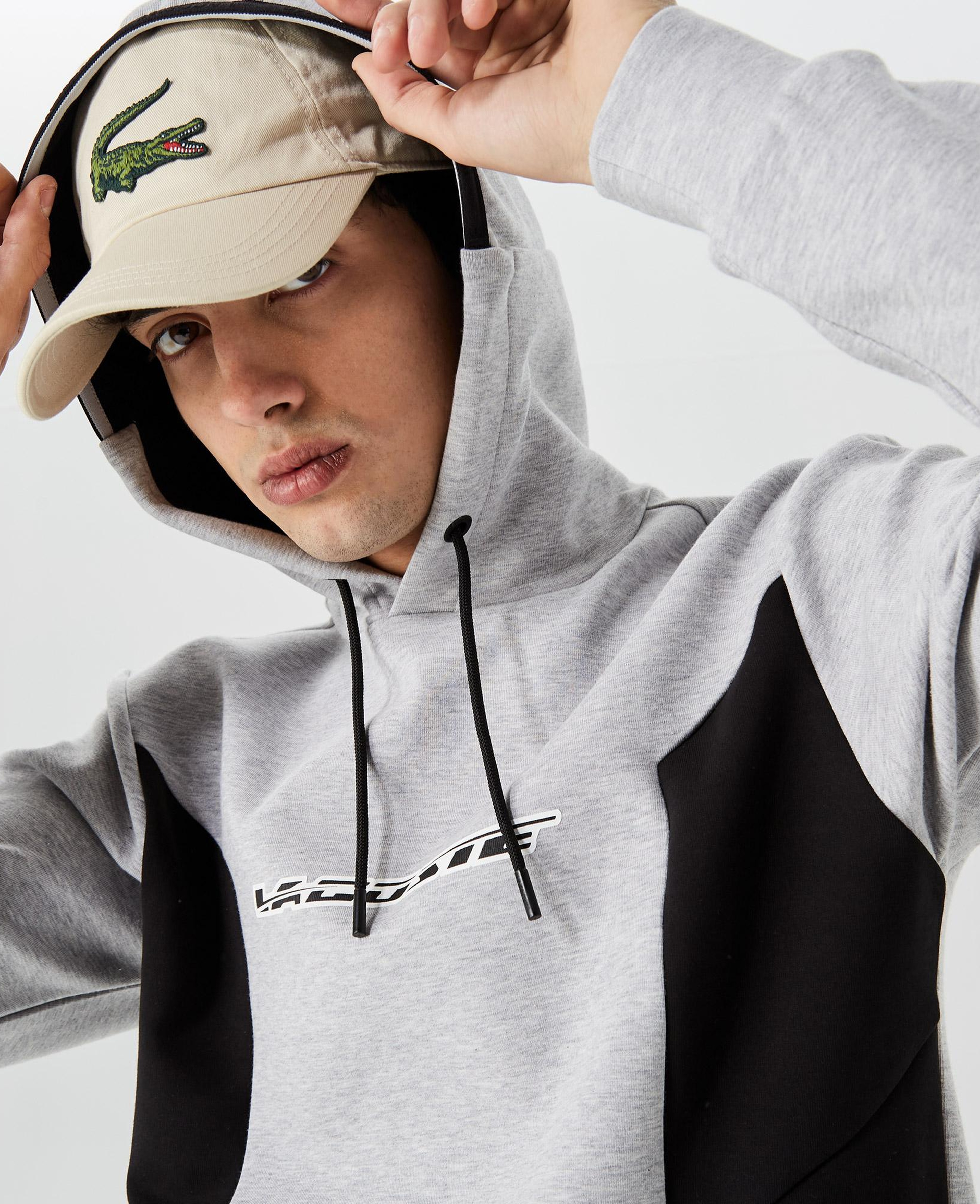Erkek Relaxed Fit Kapüşonlu Baskılı Gri Sweatshirt