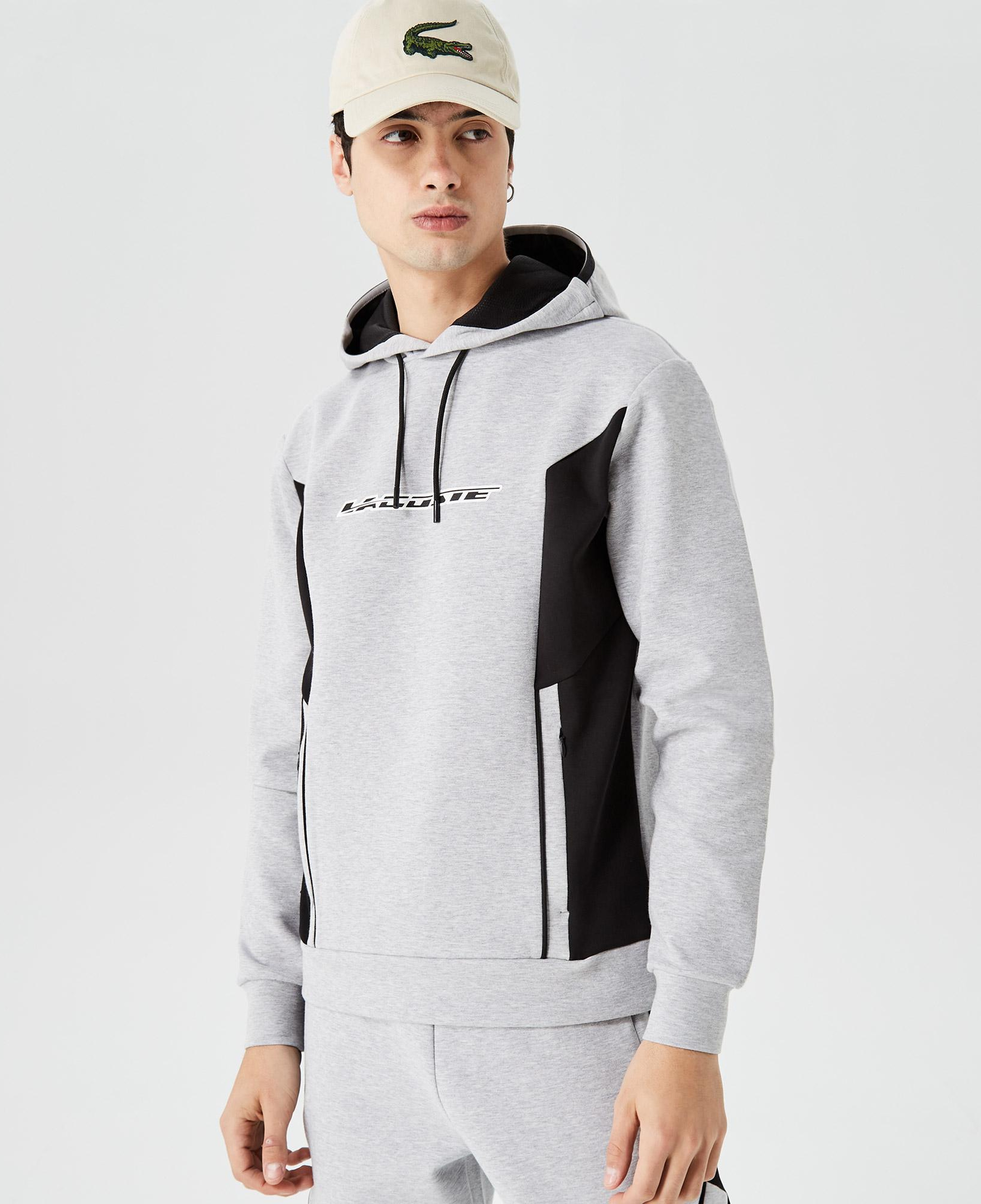 Erkek Relaxed Fit Kapüşonlu Baskılı Gri Sweatshirt