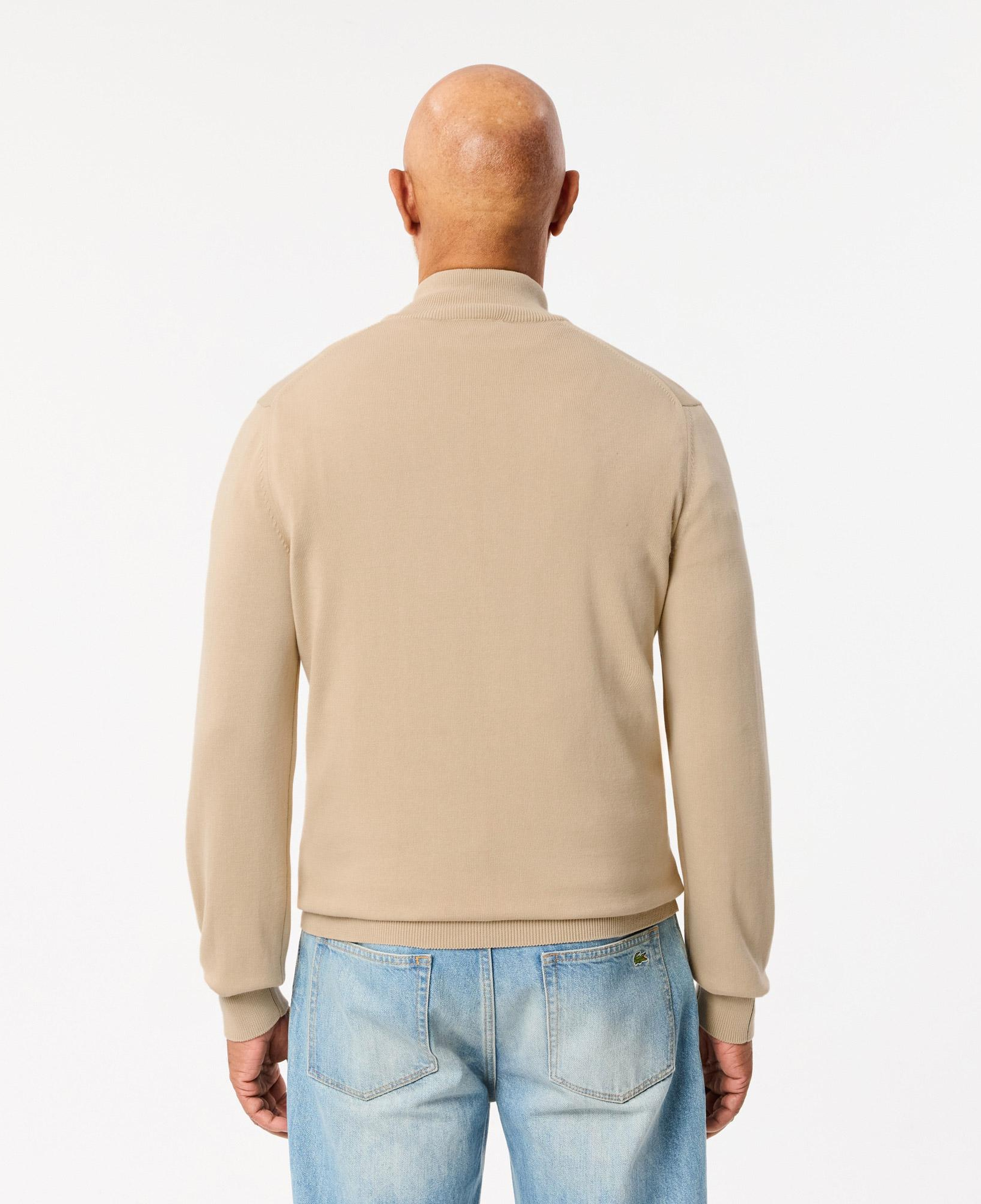 Monochrome High Neck Zipped Cotton Sweater