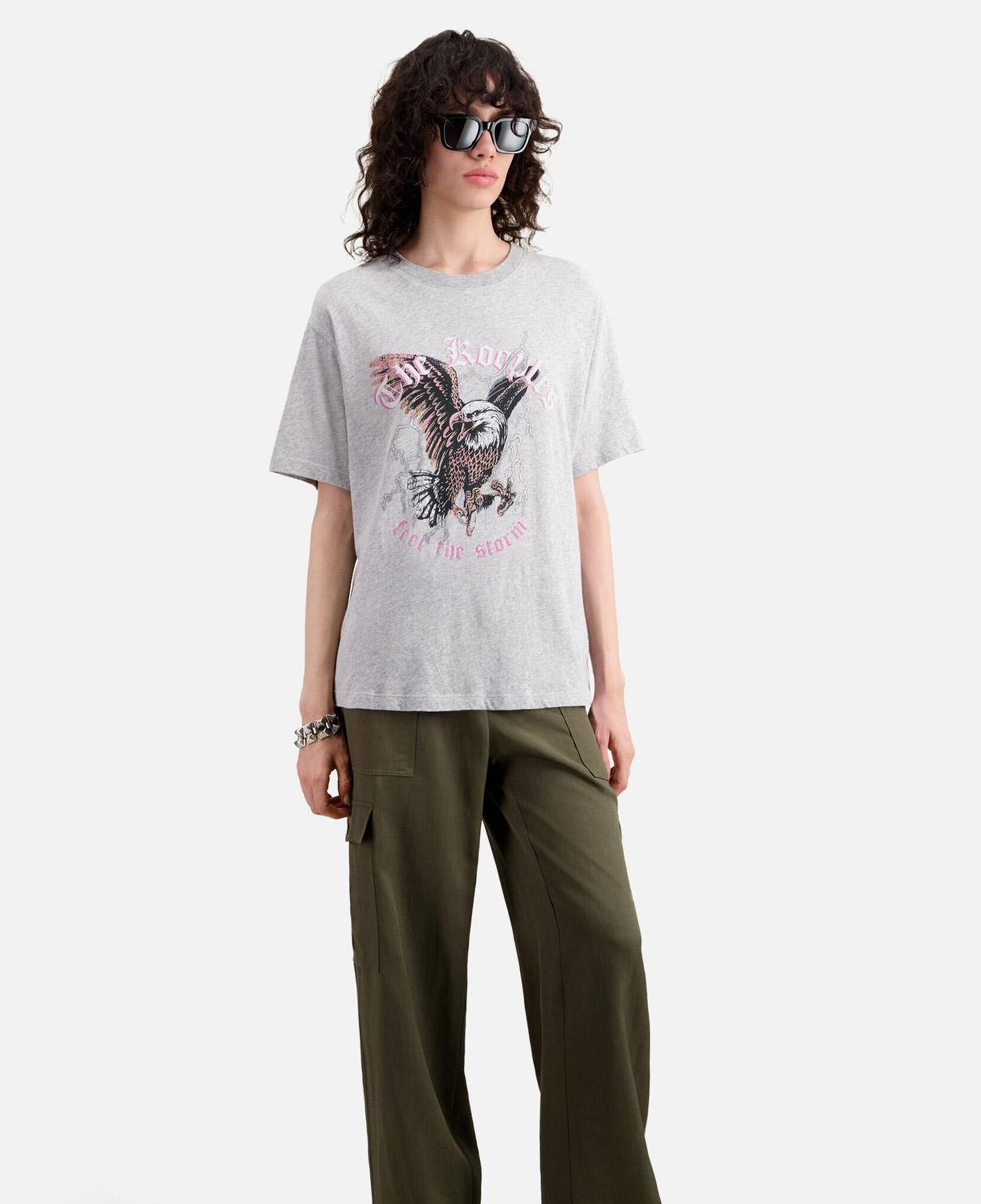 KADIN BASKILI GRİ T-SHIRT