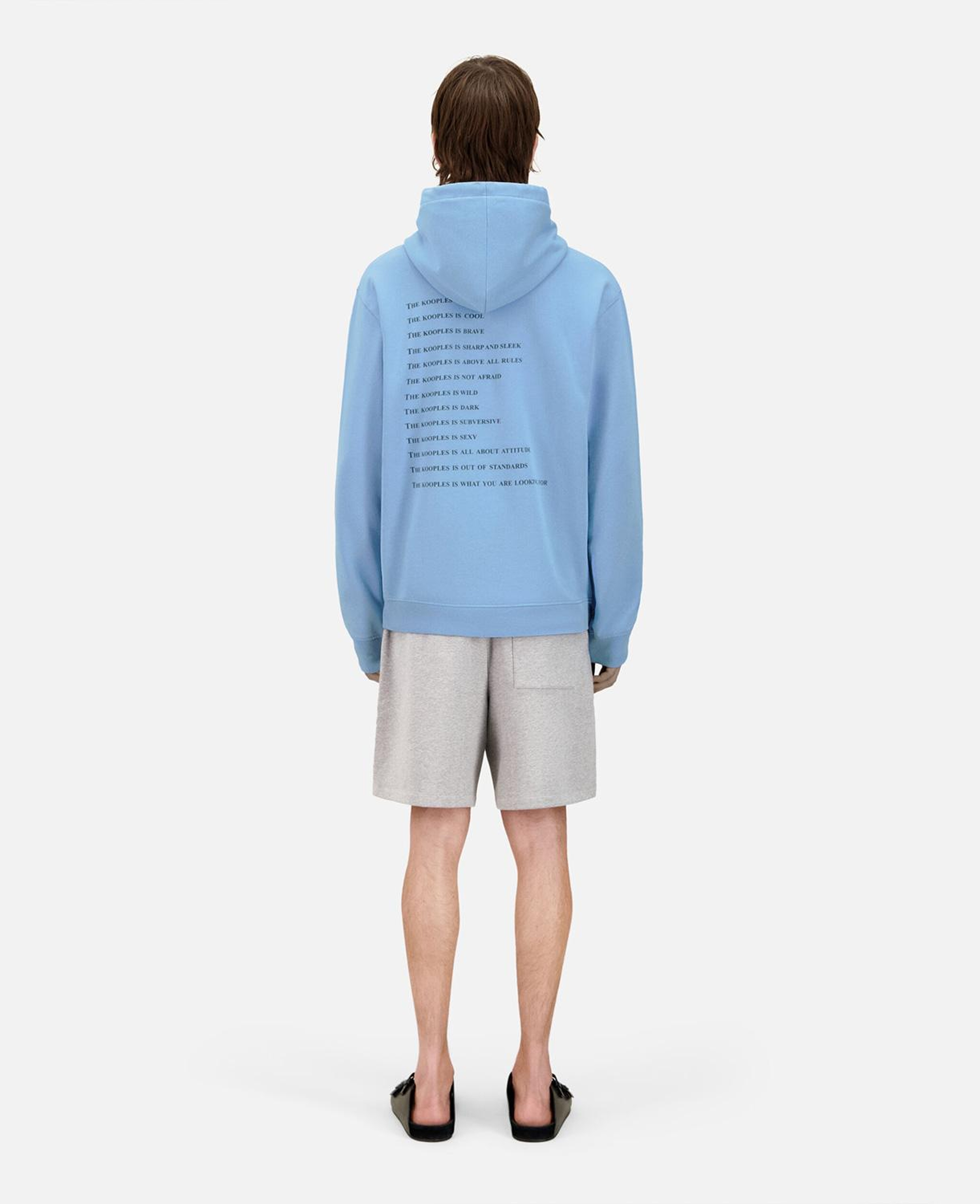 ERKEK BASKILI KAPÜŞONLU MAVİ SWEATSHIRT