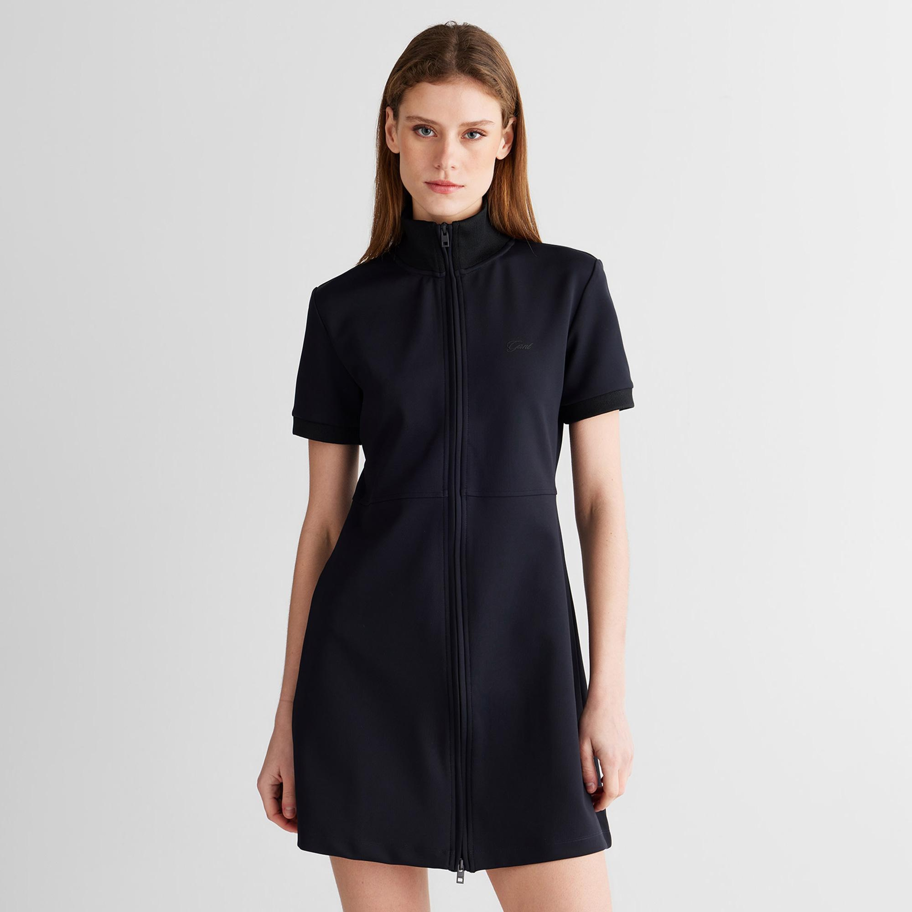 GANT Kadın Siyah Regular Fit Fermuarlı Elbise