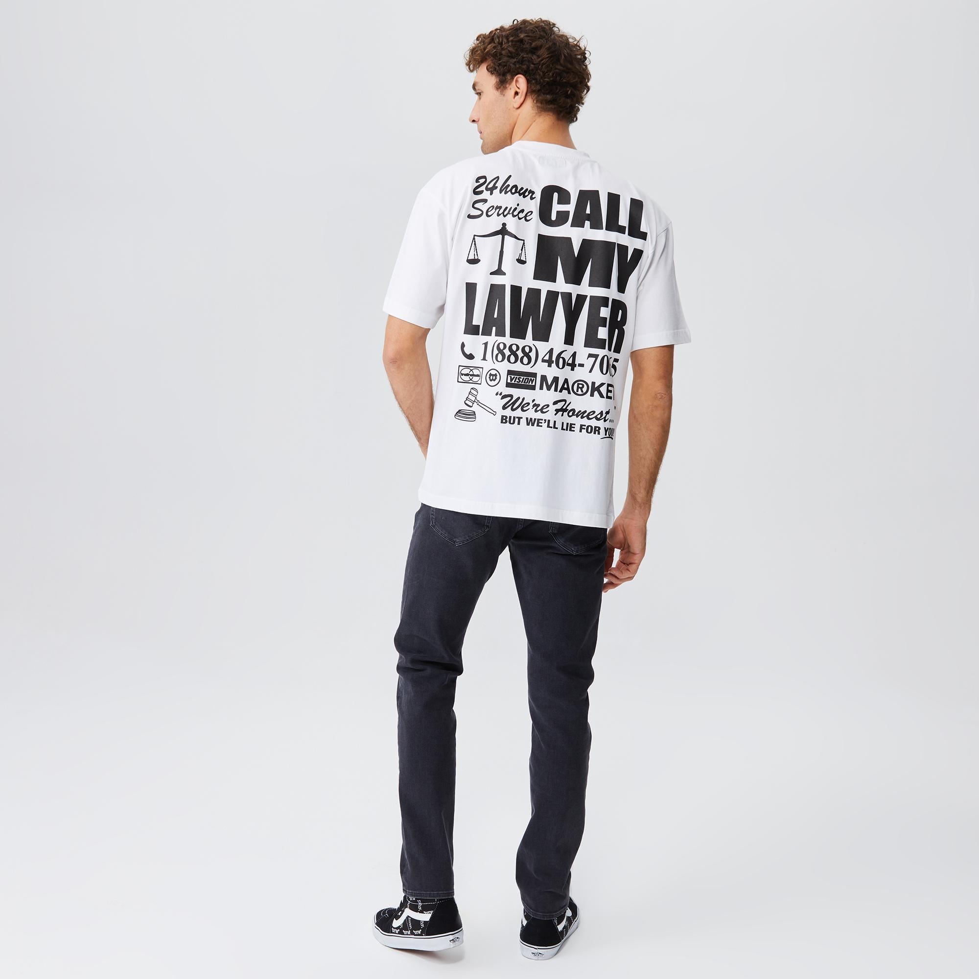 Market 24 Hr Lawyer Service Pocket Erkek Beyaz T-Shirt