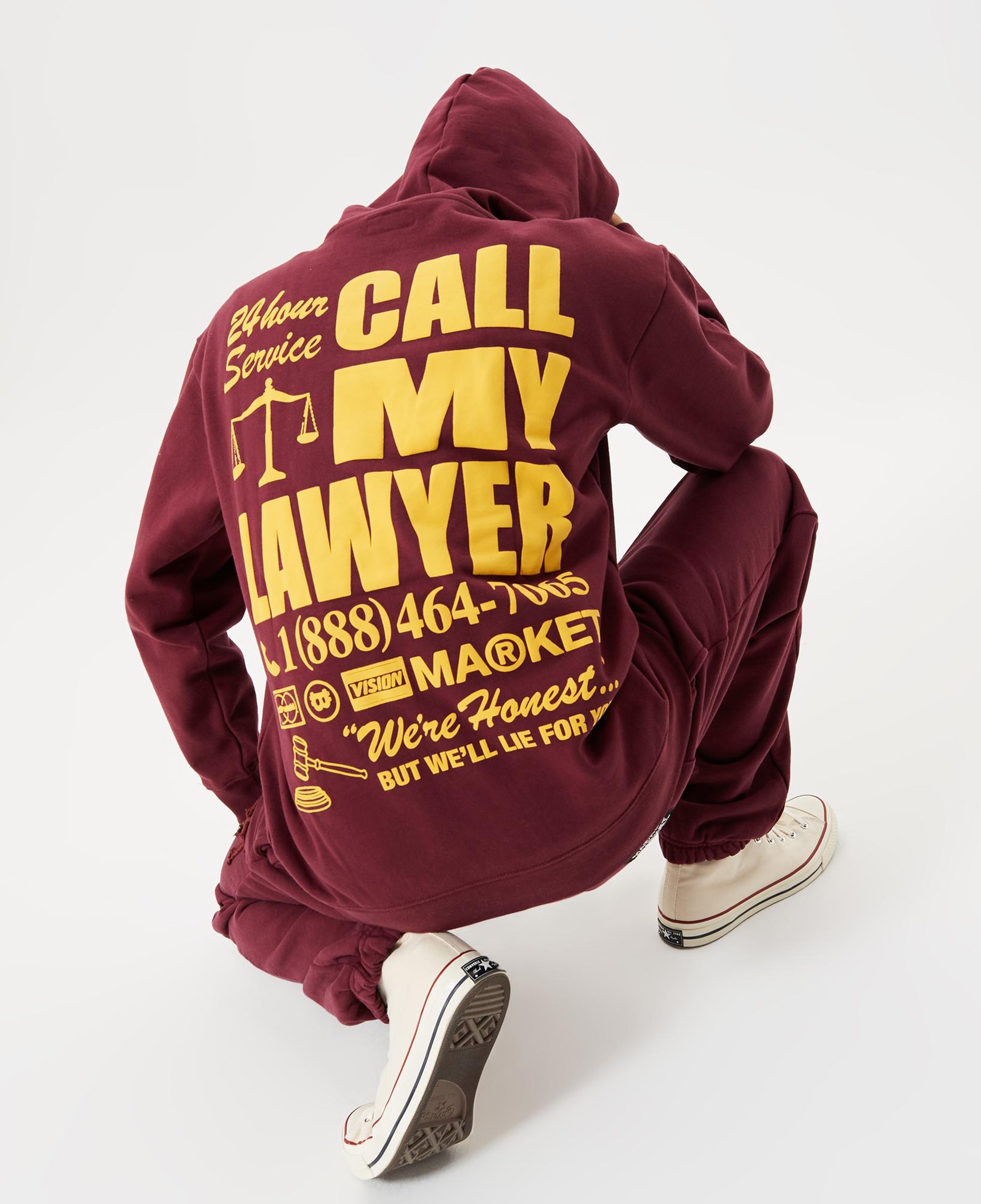 Market 24 Hr Lawyer Service Erkek Bordo Hoodie