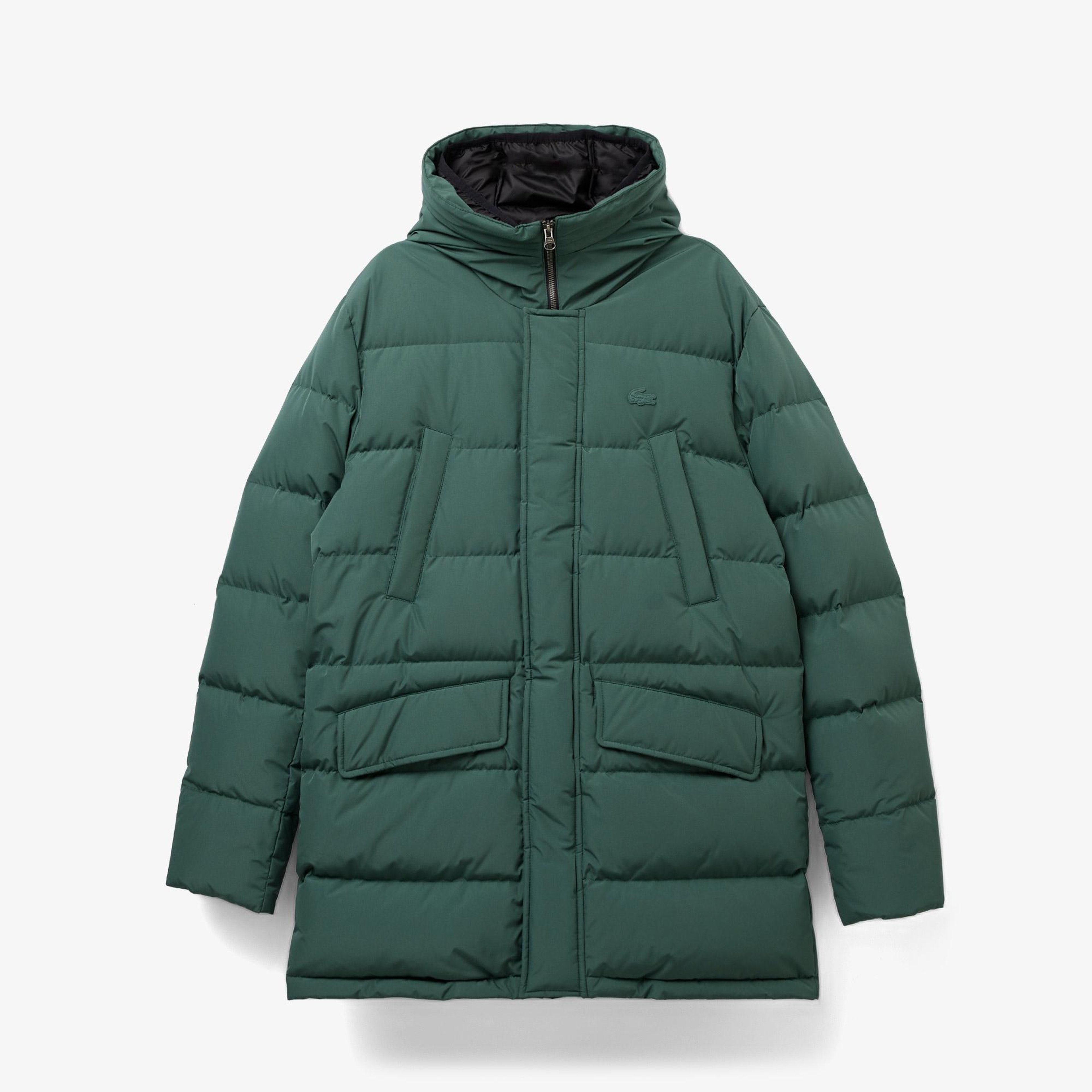 Lacoste Erkek Kapüşonlu Kapitone Yeşil Şişme Mont
