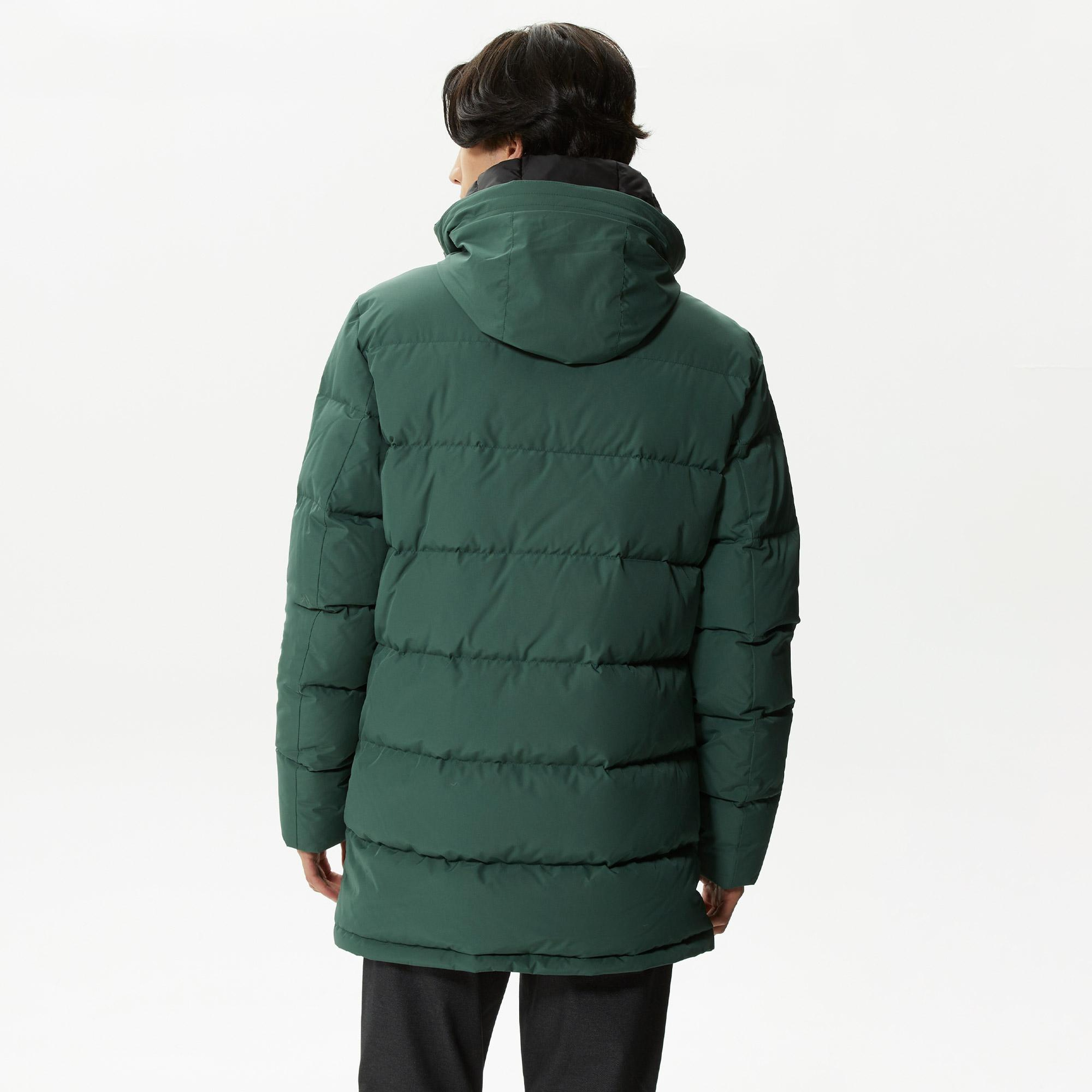 Lacoste Erkek Kapüşonlu Kapitone Yeşil Şişme Mont