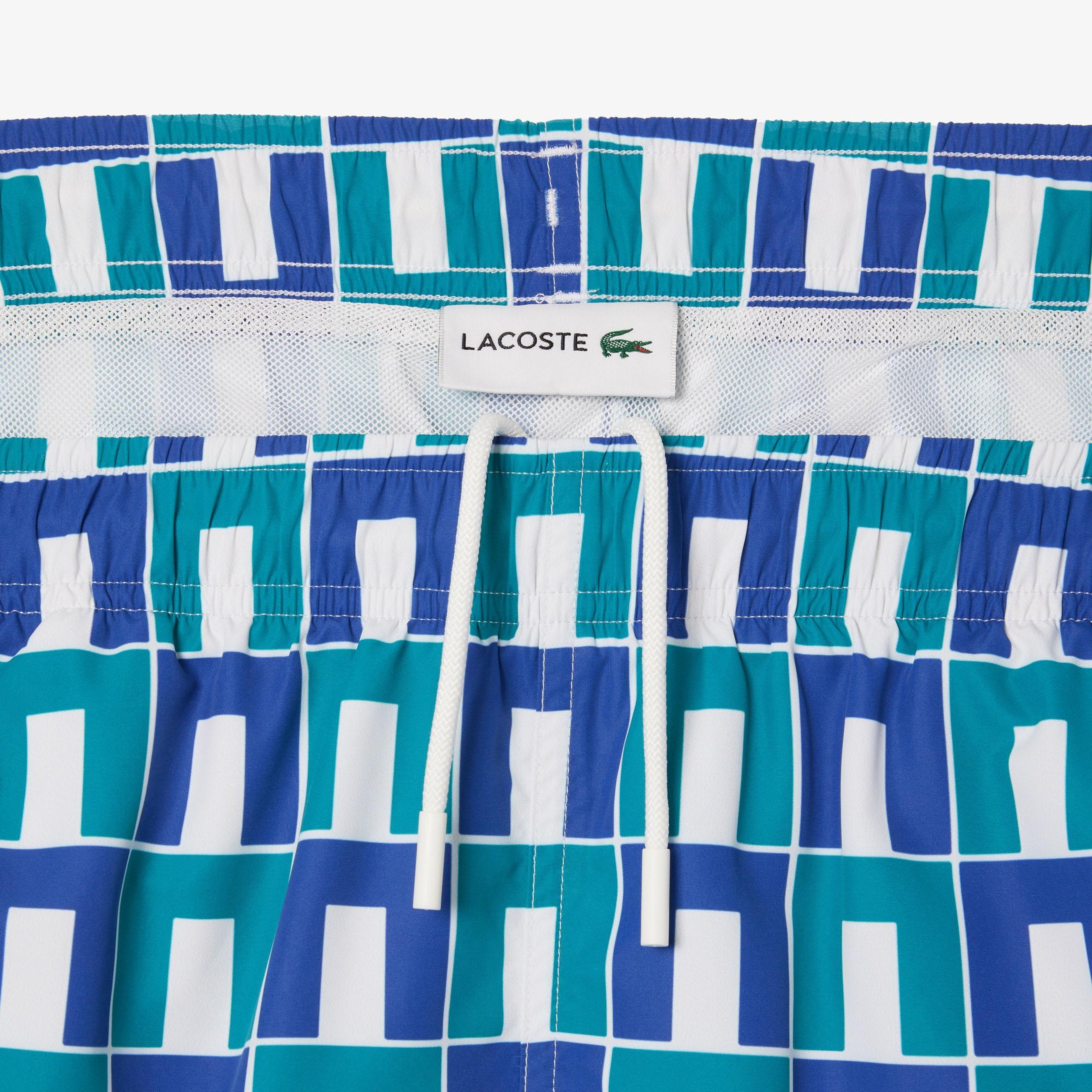 Lacoste Robert George Erkek Baskılı Mavi Deniz Şortu