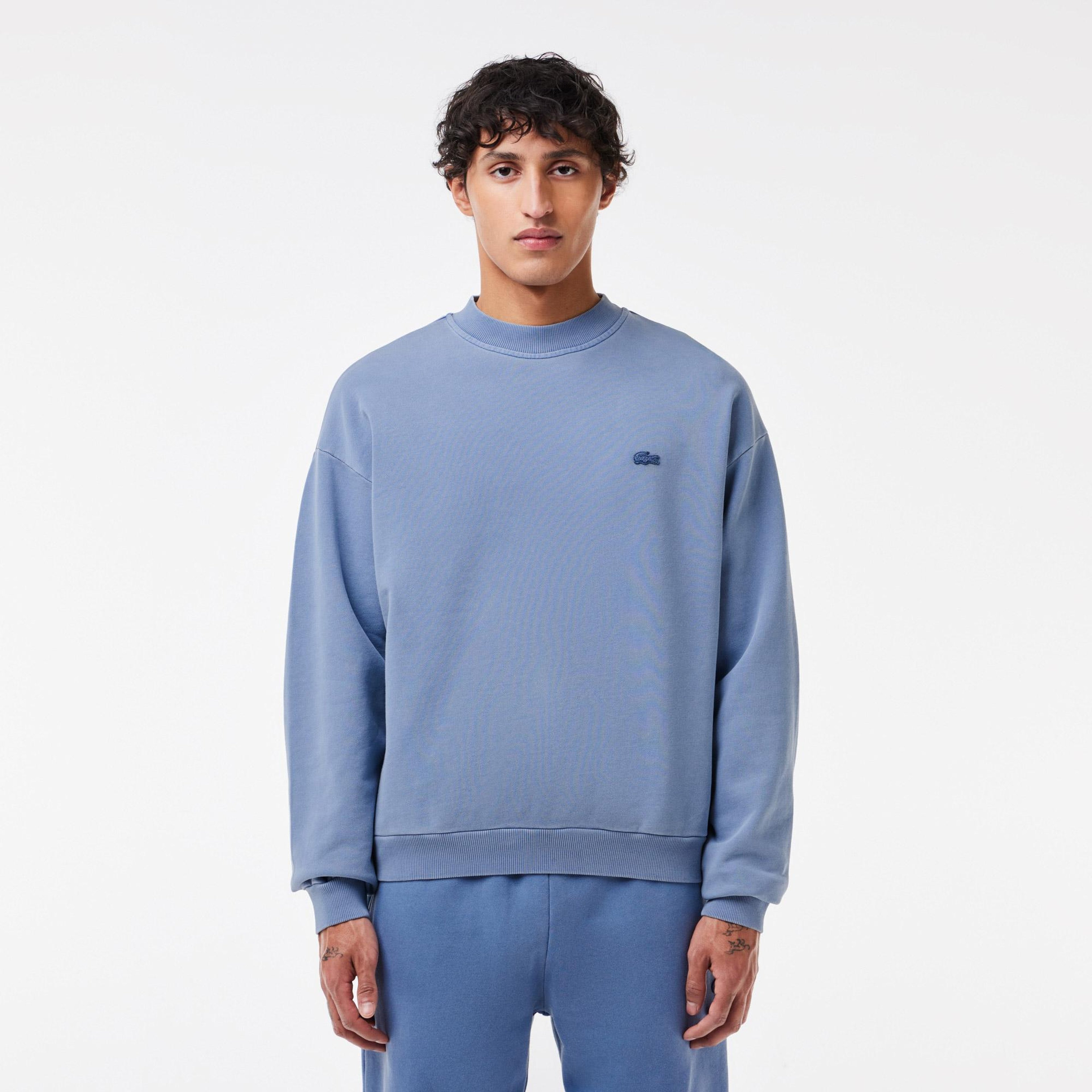 Erkek Loose Fit Bisiklet Yaka Mavi Sweatshirt