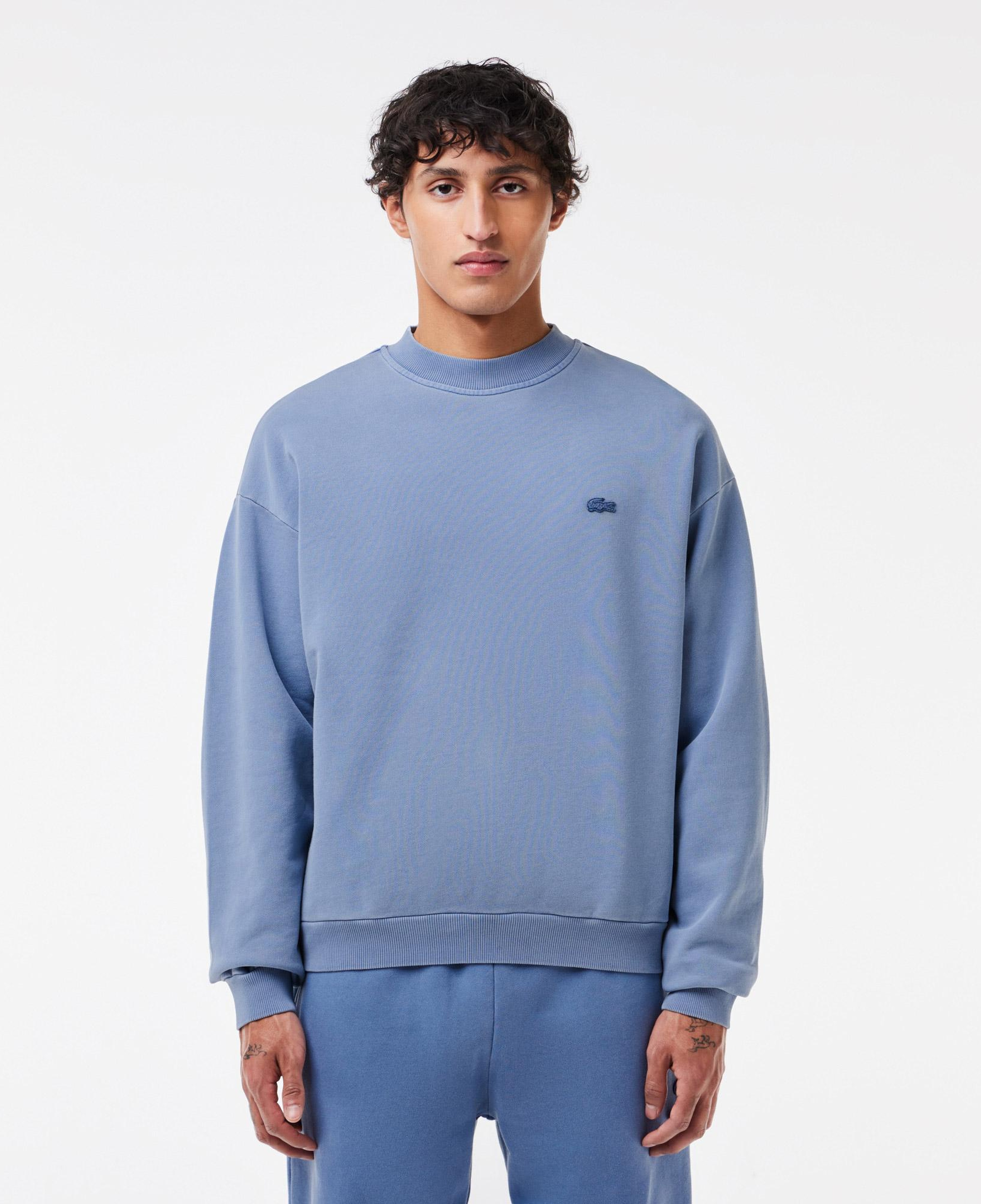 Erkek Loose Fit Bisiklet Yaka Mavi Sweatshirt