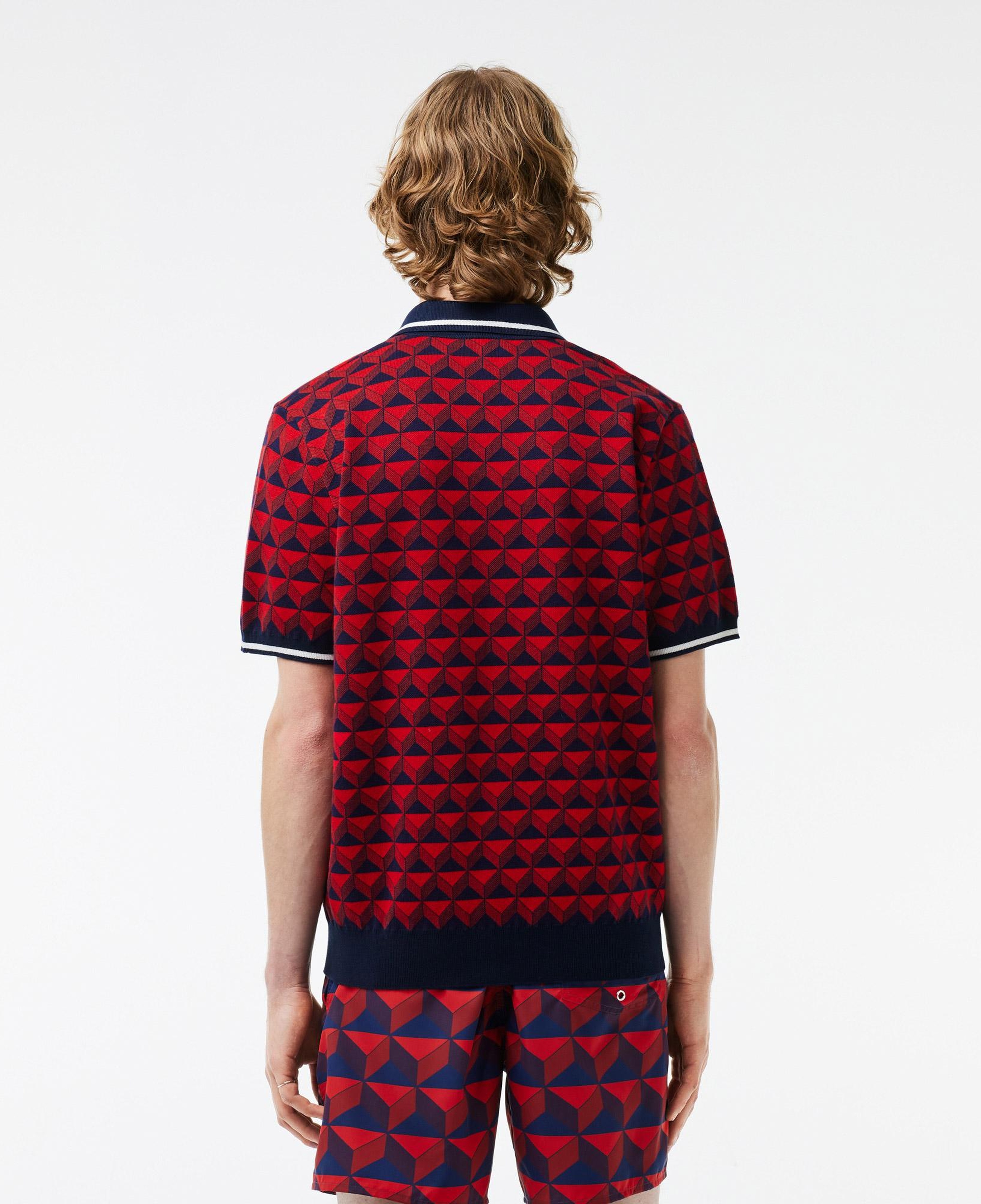 Erkek Regular Fit Polo Yaka Monogram Bordo Triko Polo