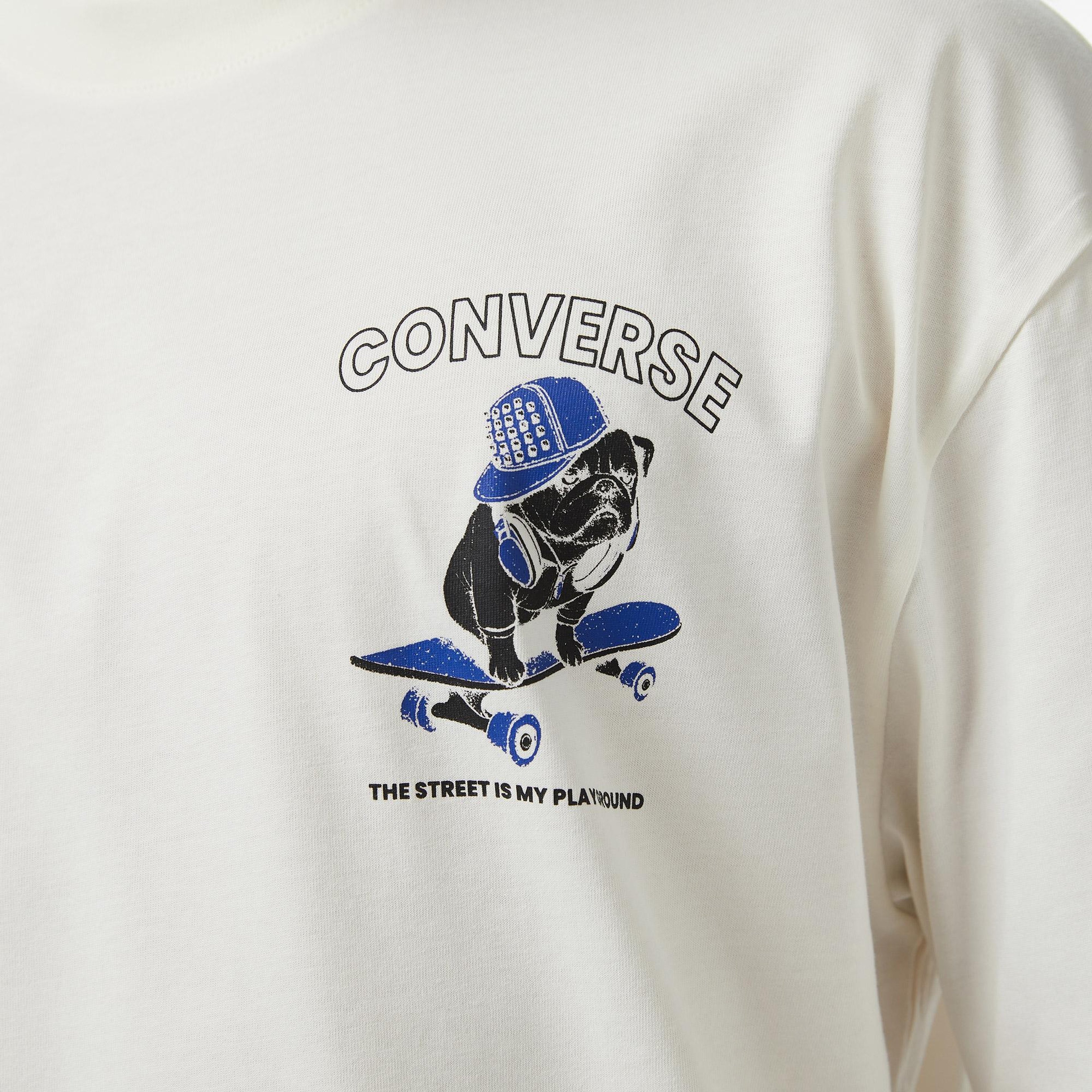 Converse Erkek Krem Grafik Baskılı T-Shirt