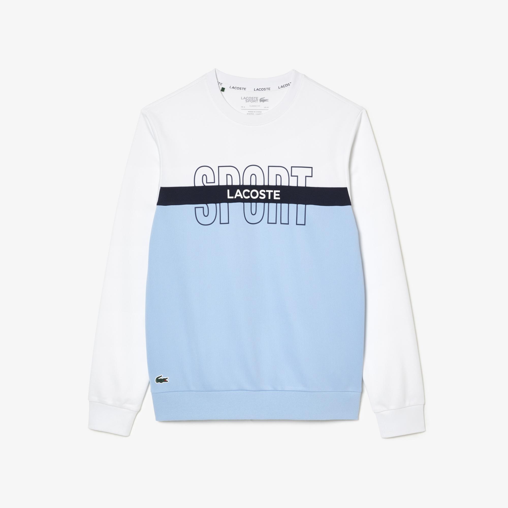 SPORT Erkek Classic Fit Bisiklet Yaka Baskılı Beyaz Sweatshirt