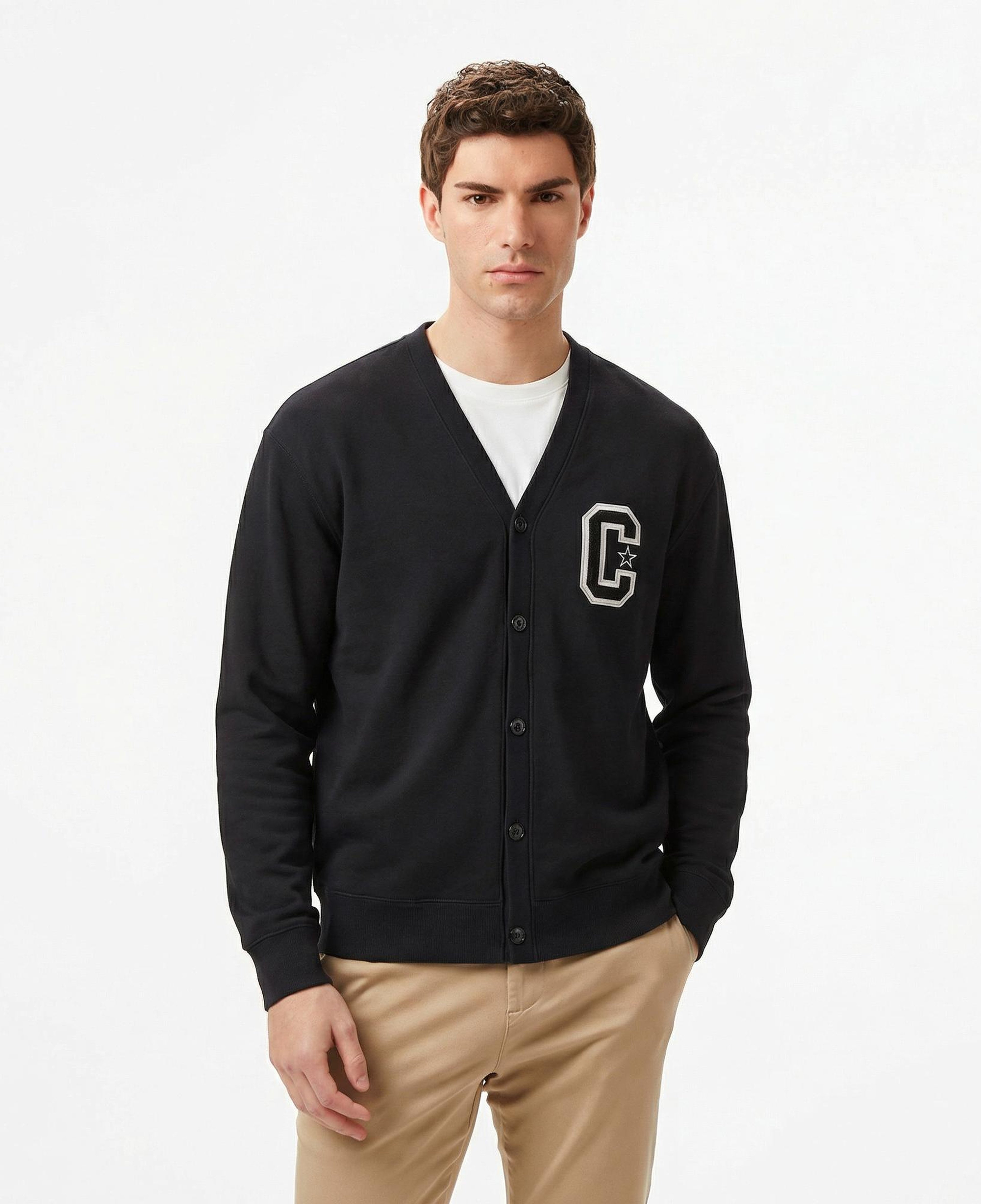 Converse Retro Cardigan Erkek Siyah Hırka
