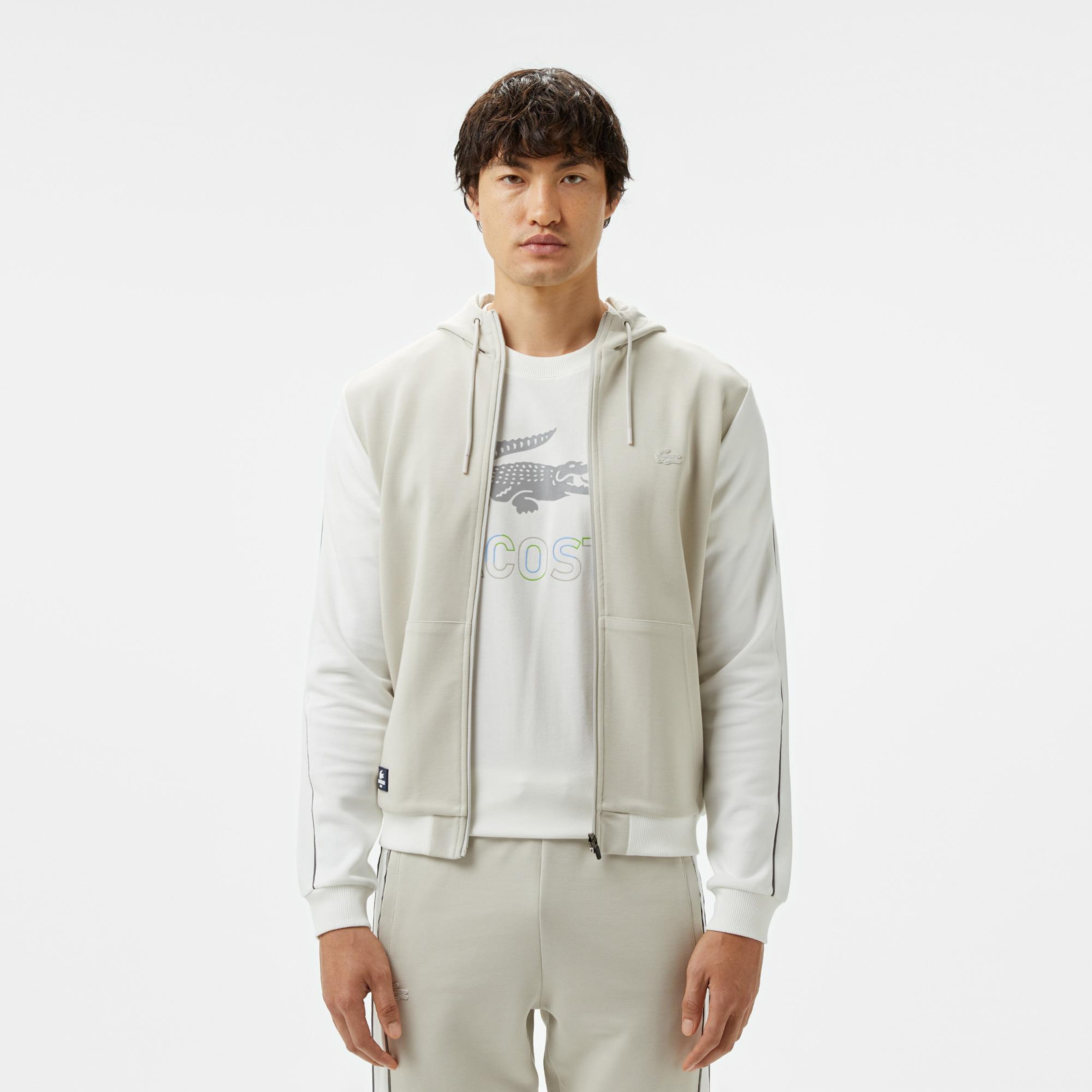 Erkek Slim Fit Kapüşonlu Gri Sweatshirt