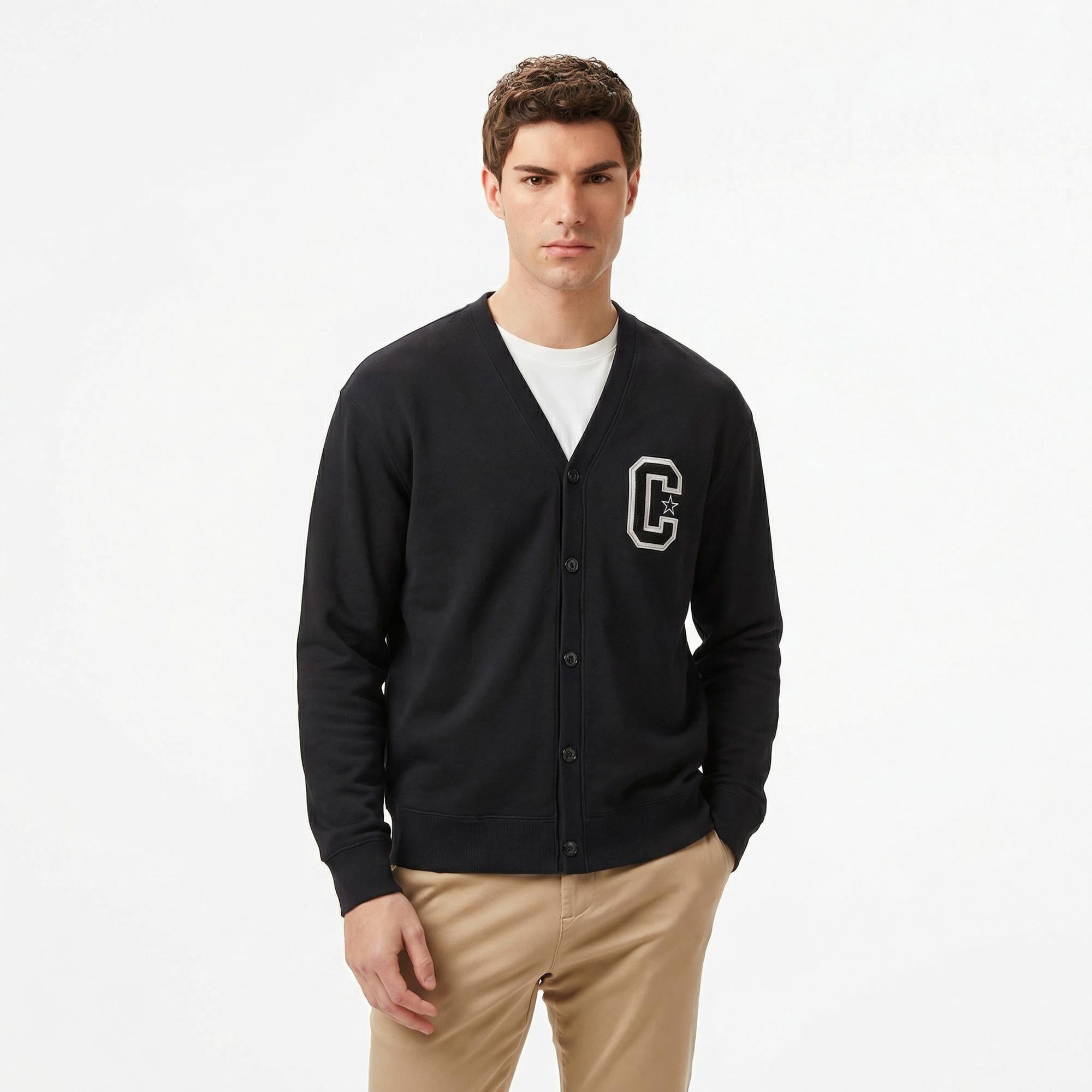 Converse Retro Cardigan Erkek Siyah Hırka