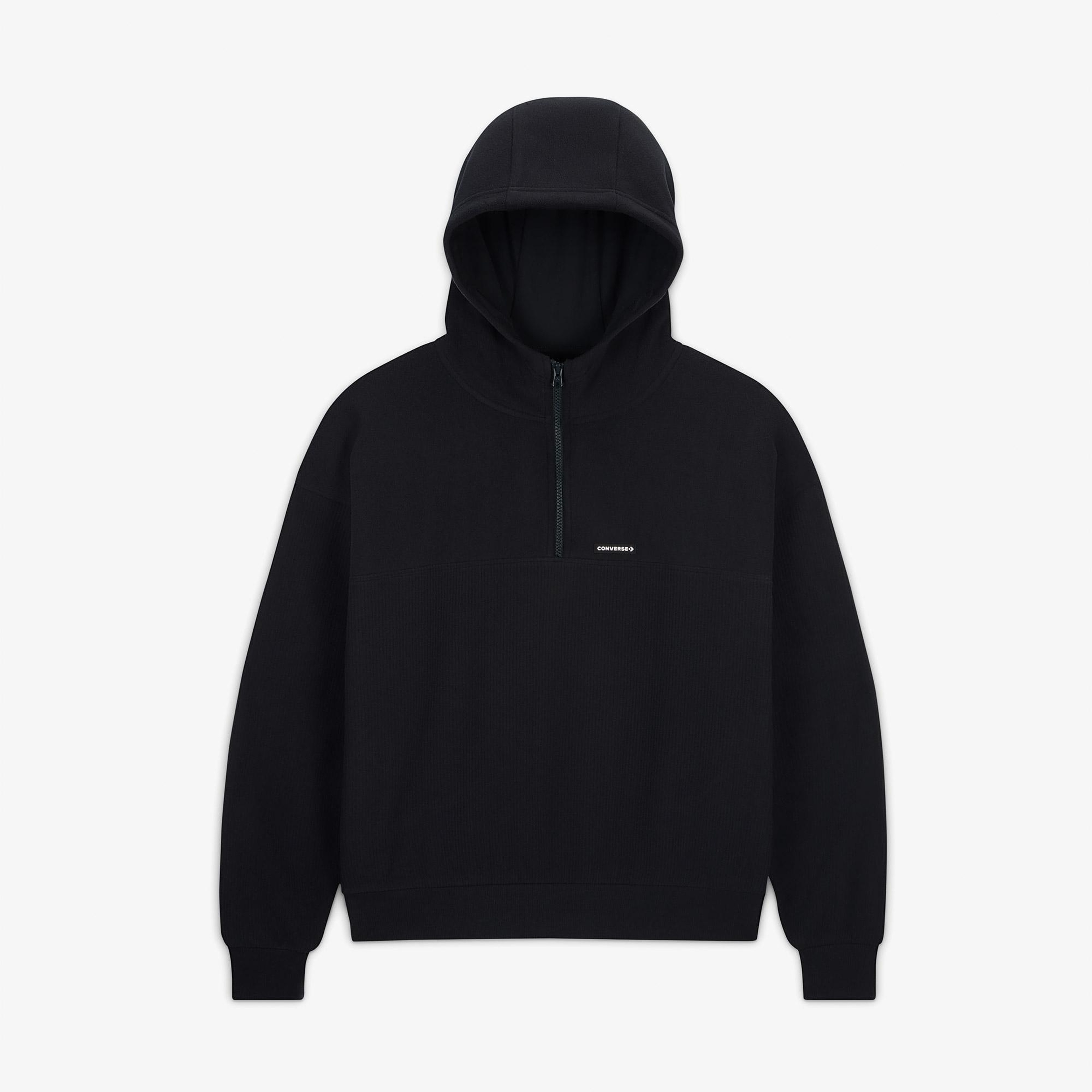 Converse Classic Kadın Siyah Yarım Fermuarlı Hoodie