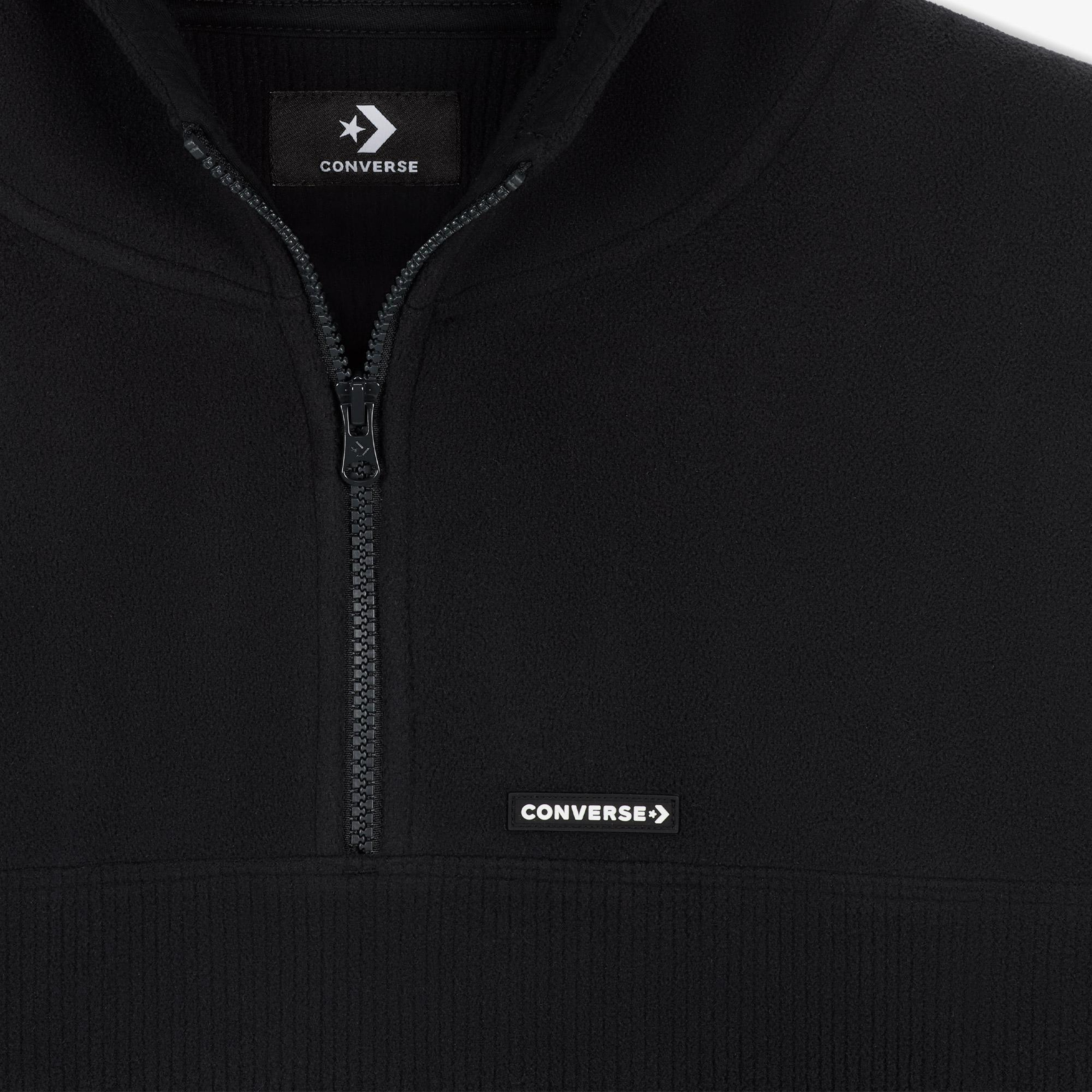 Converse Classic Kadın Siyah Yarım Fermuarlı Hoodie