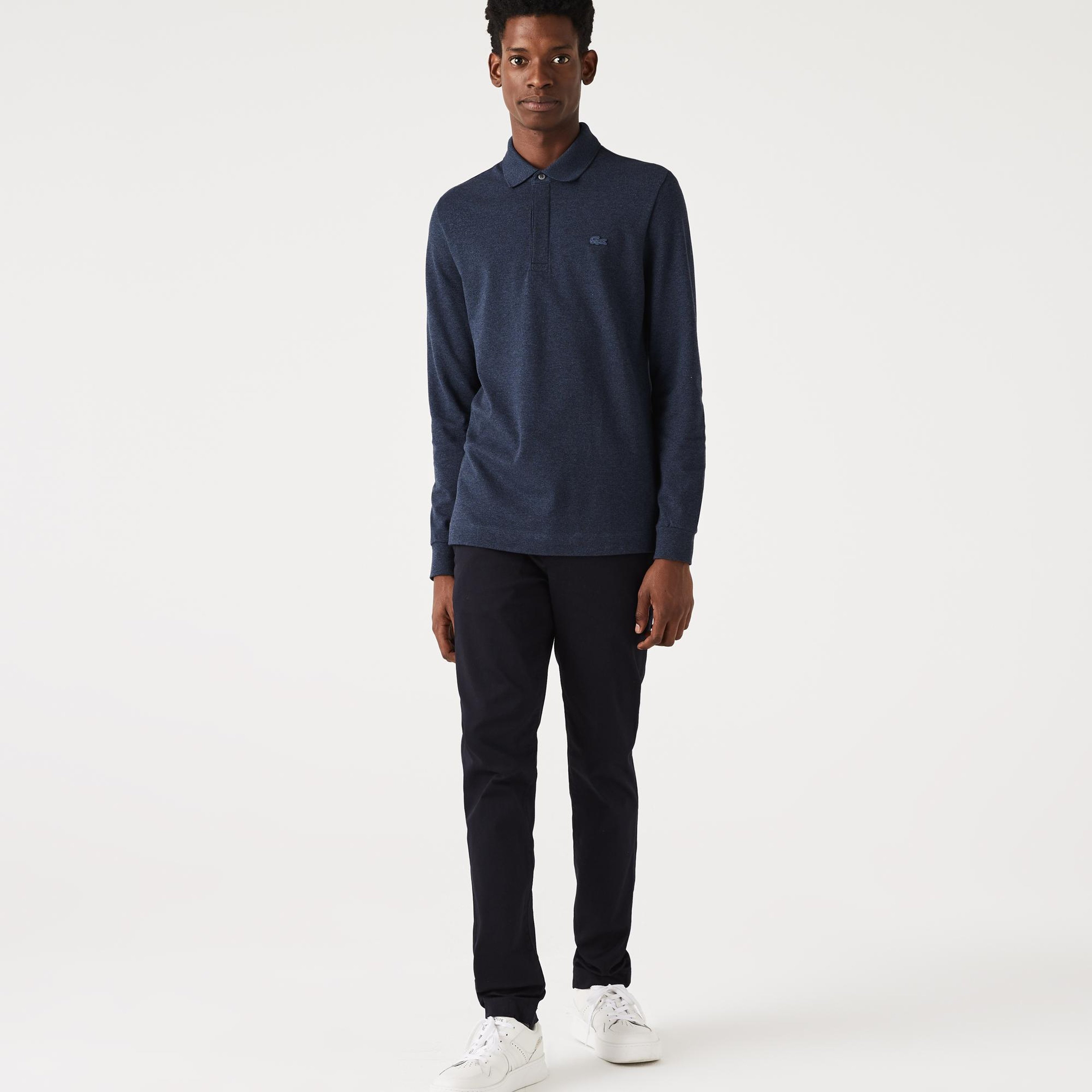 Erkek Regular Fit Uzun Kollu Lacivert Paris Polo