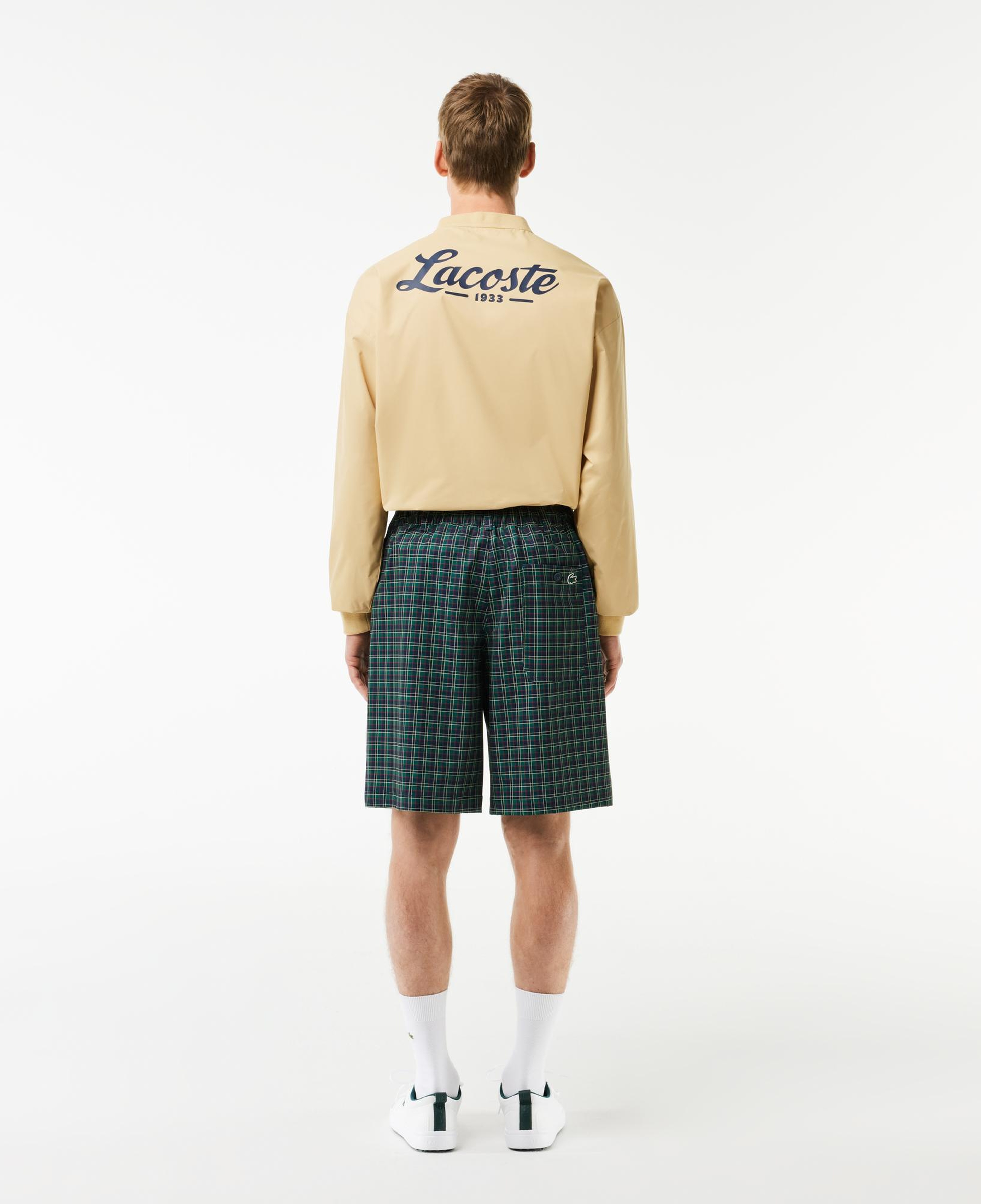 Erkek Loose Fit Ekose Lacivert Bermuda