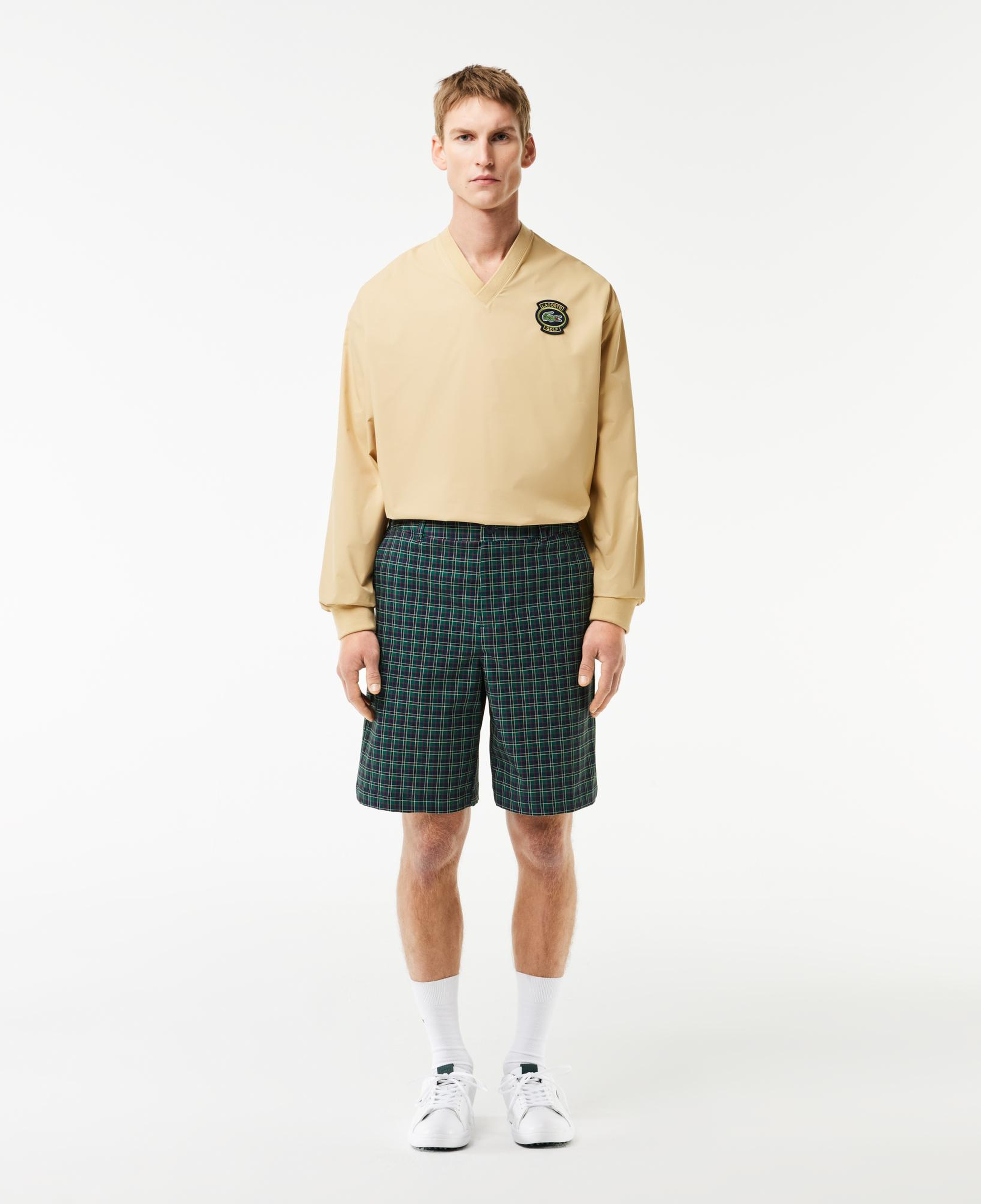 Erkek Loose Fit Ekose Lacivert Bermuda