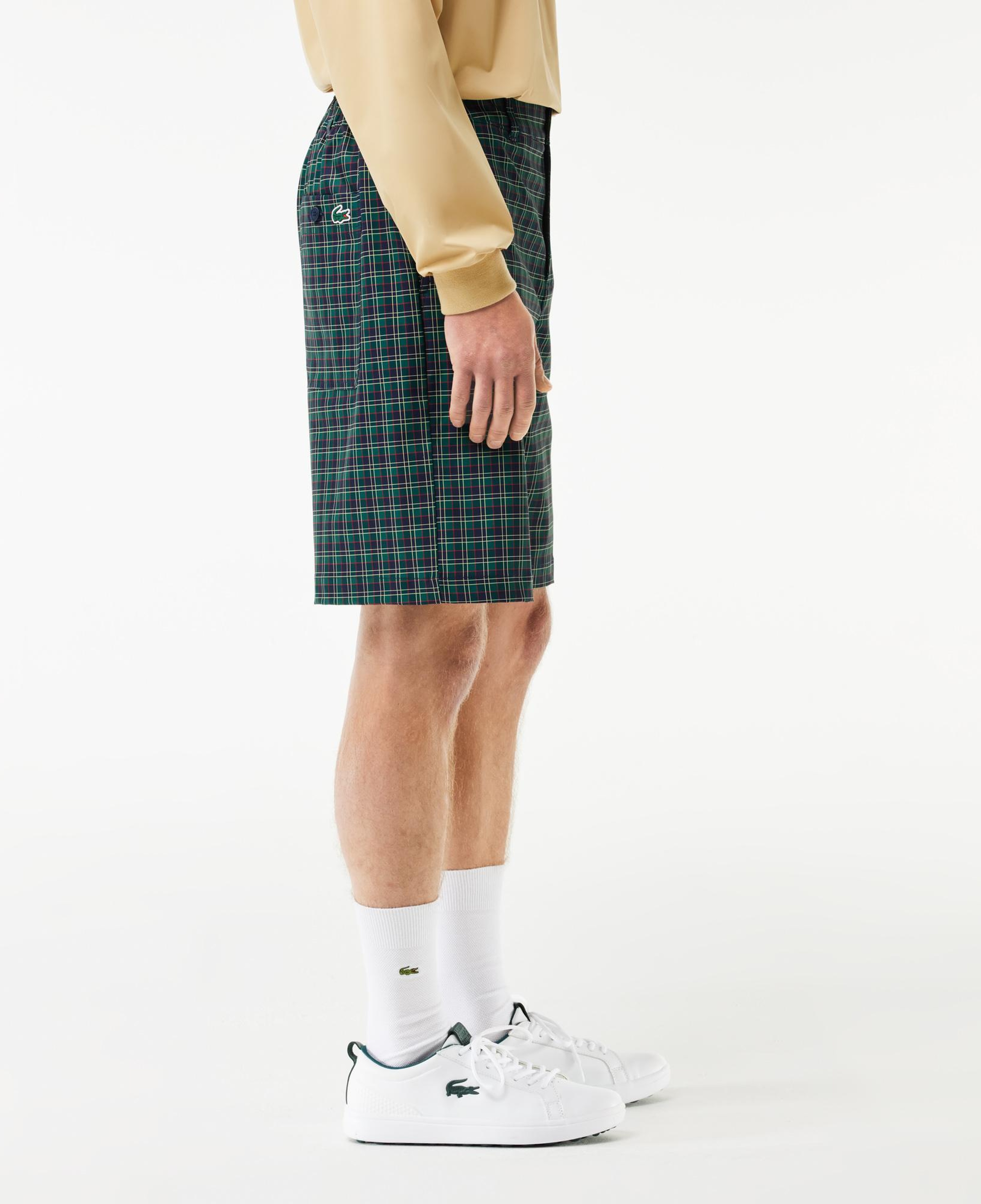 Erkek Loose Fit Ekose Lacivert Bermuda