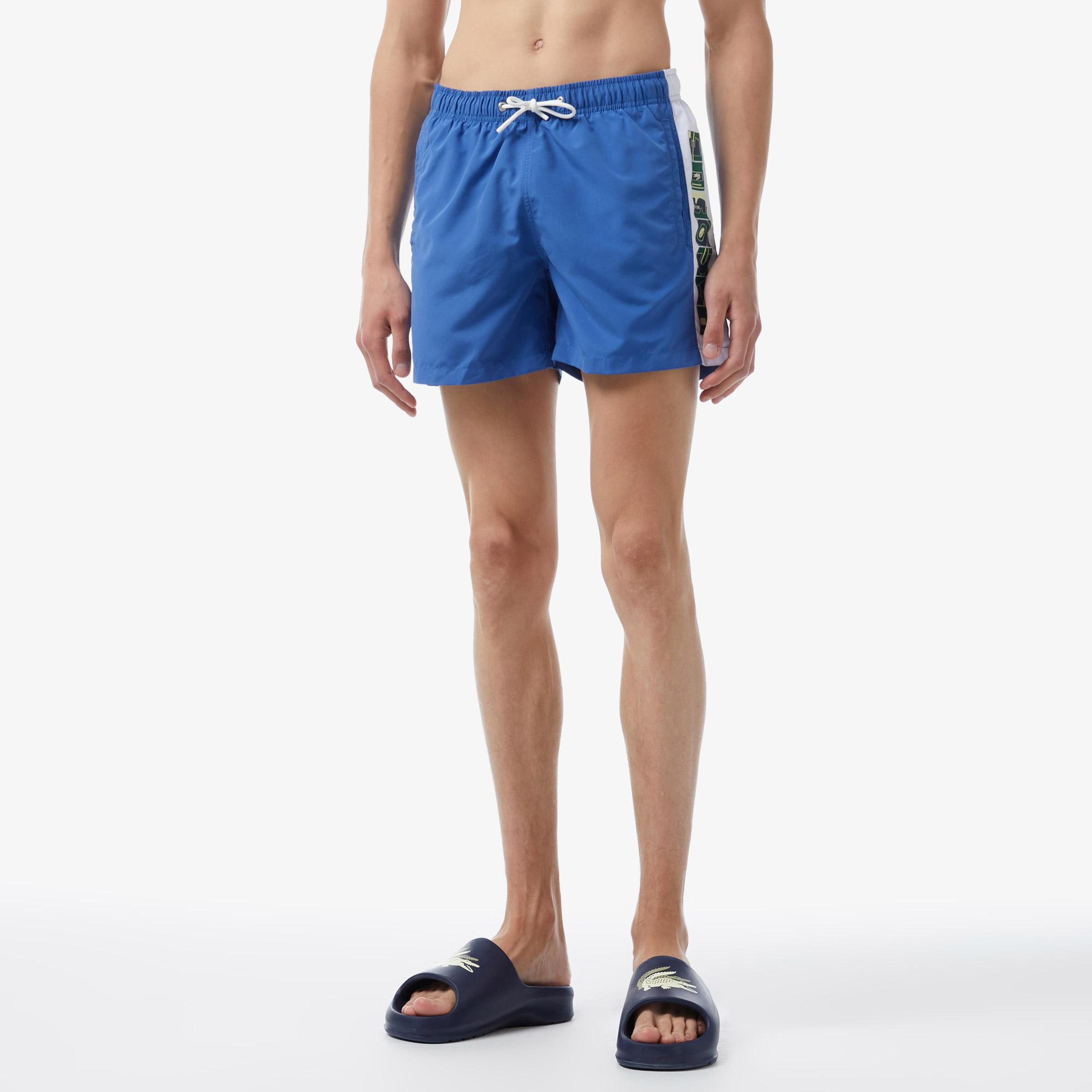Lacoste Renk Bloklu Erkek Mavi Deniz Şortu