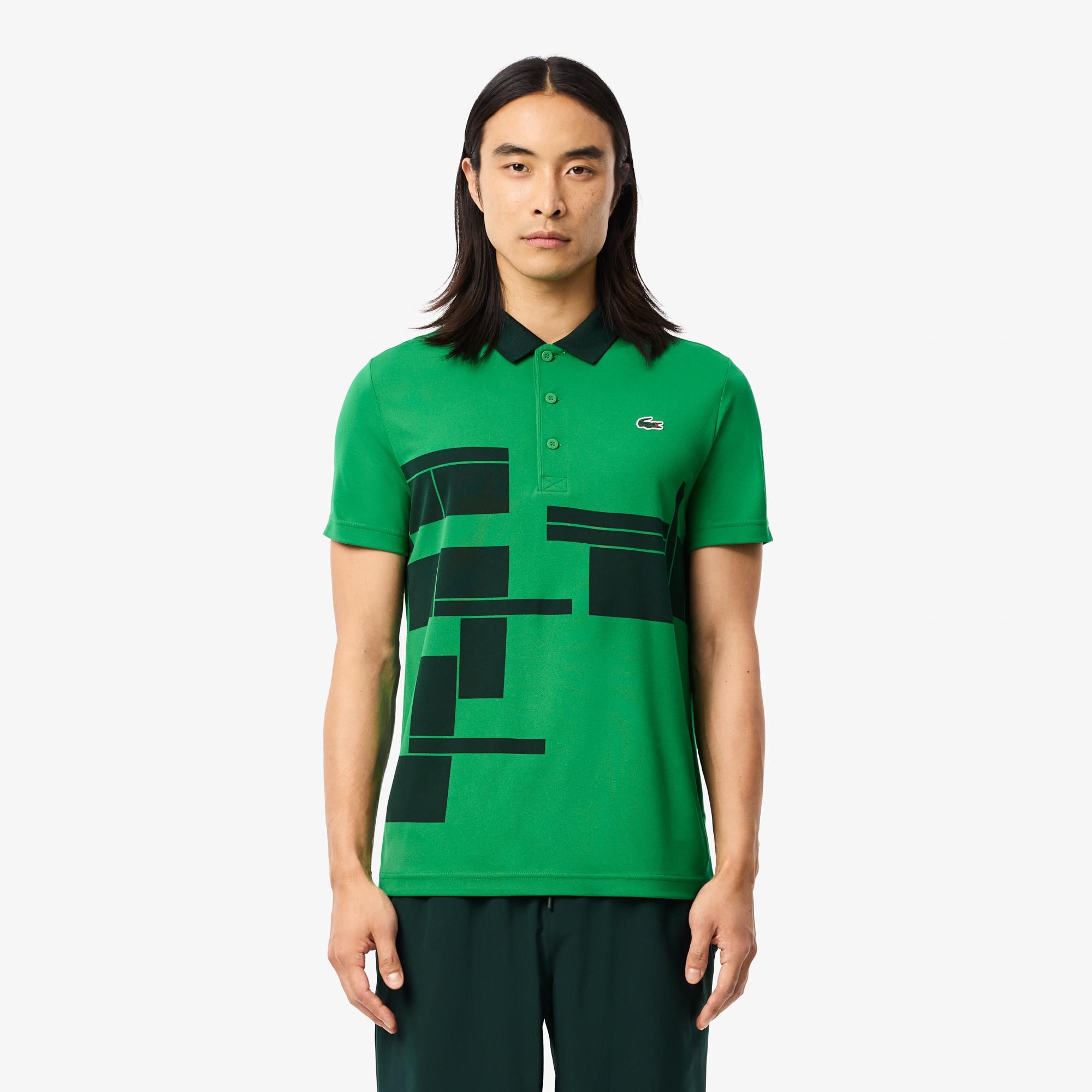 Erkek Regular Fit Baskılı Yeşil Polo