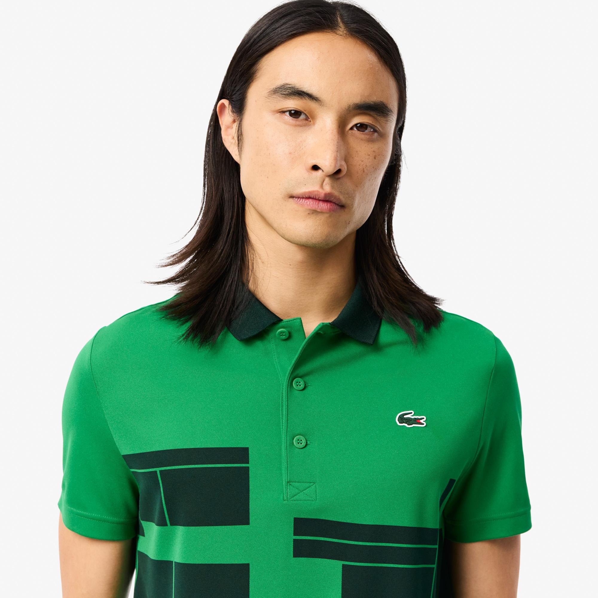 Erkek Regular Fit Baskılı Yeşil Polo