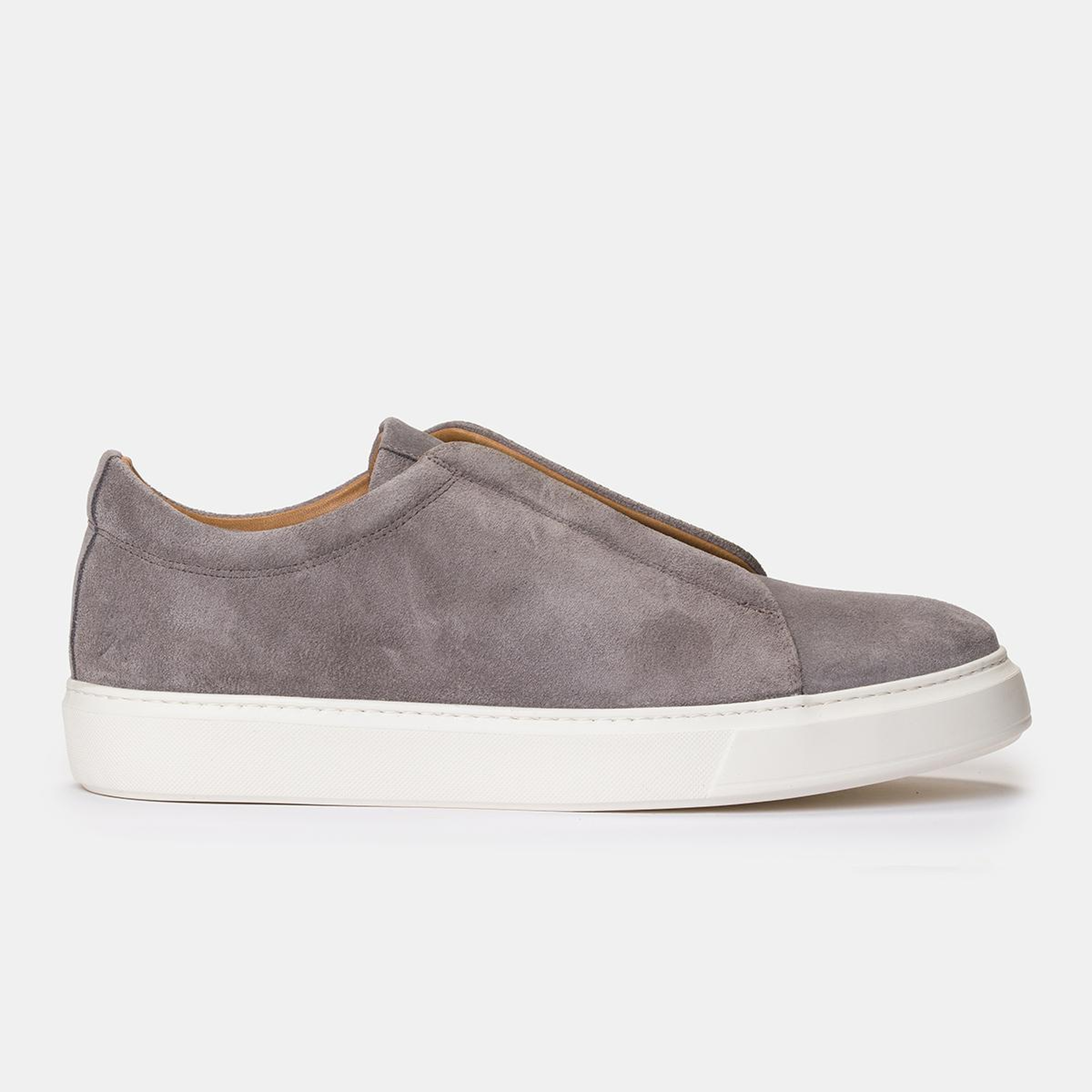 Erkek Gri Bağcıksız Süet Sneaker