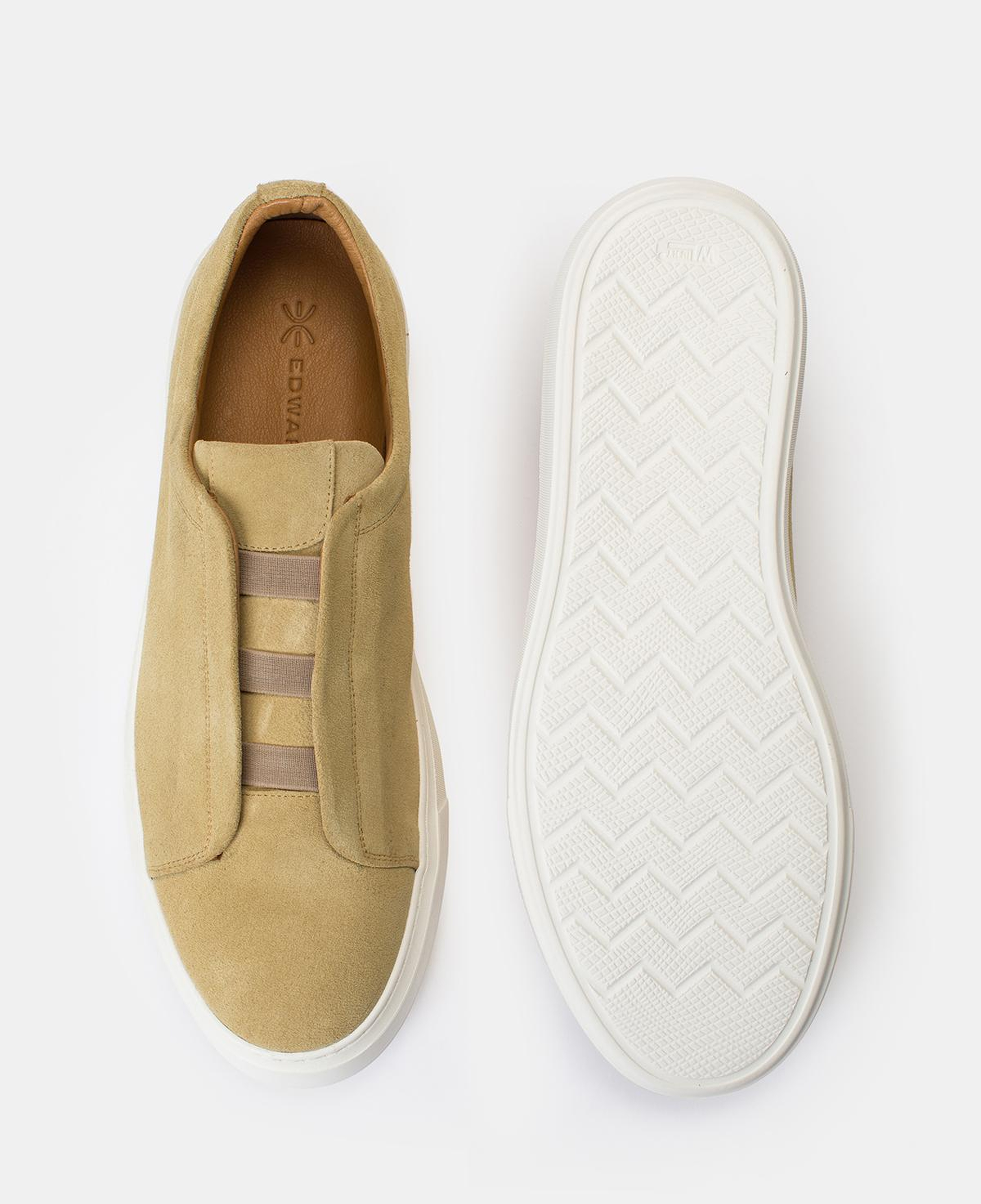 Erkek Bej Bağcıksız Süet Sneaker
