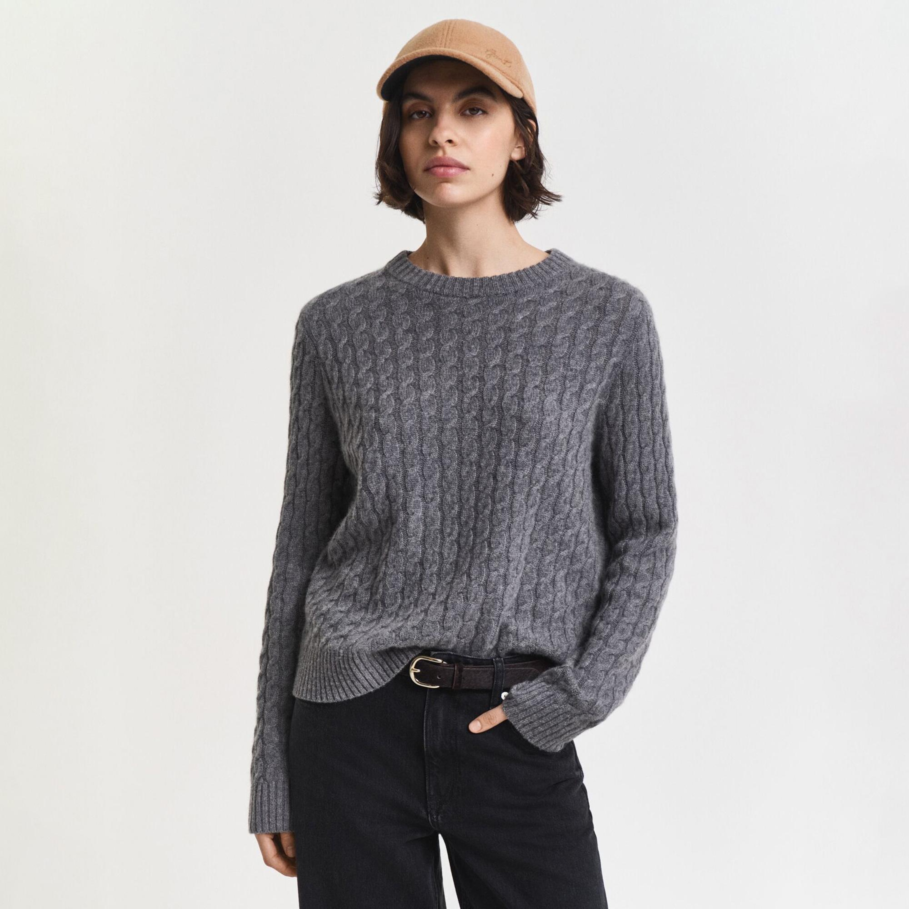 GANT Kadın Gri Regular Fit Triko