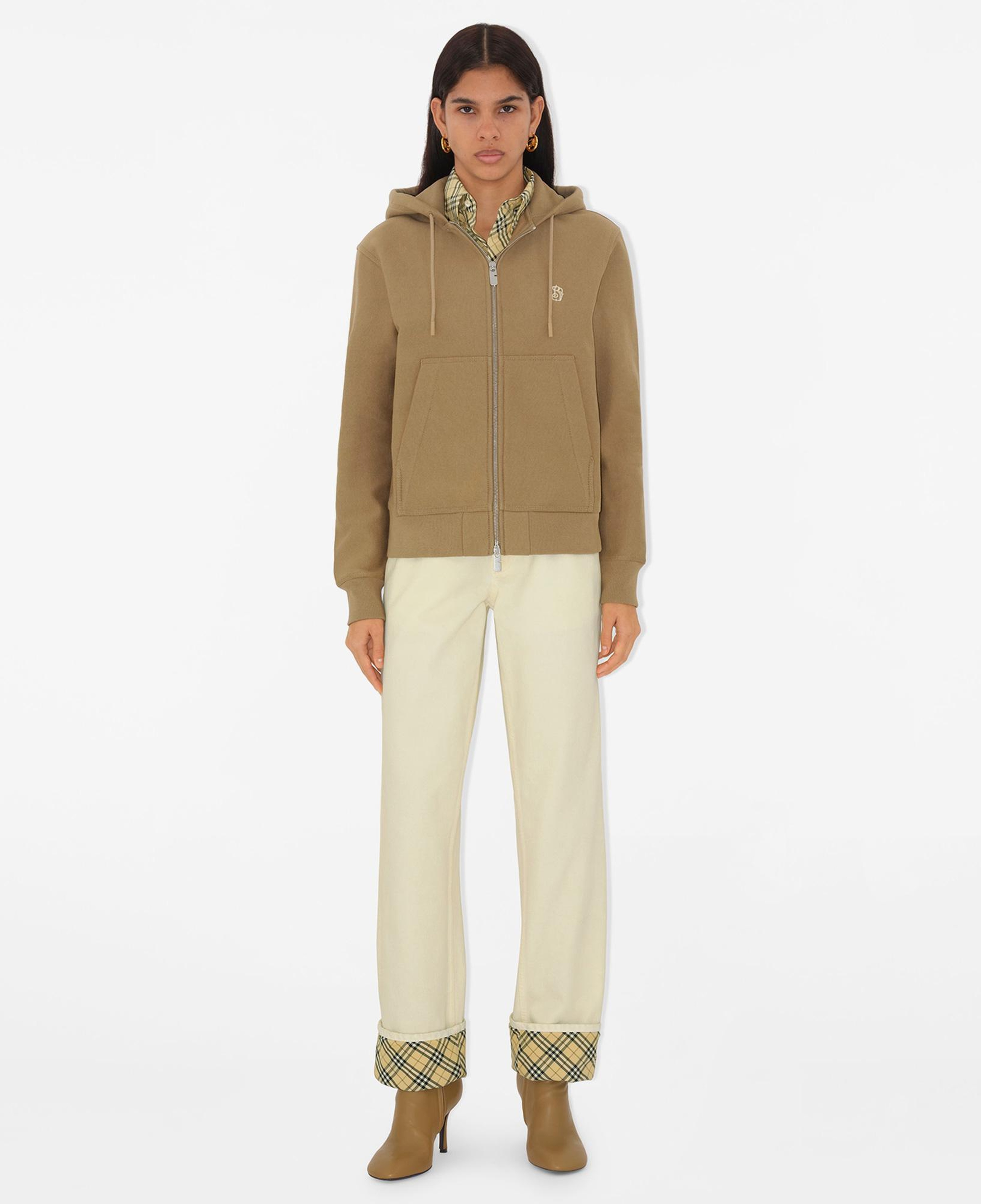 Burberry Ped Cotton Blend Zip Kadın Bej Hoodie