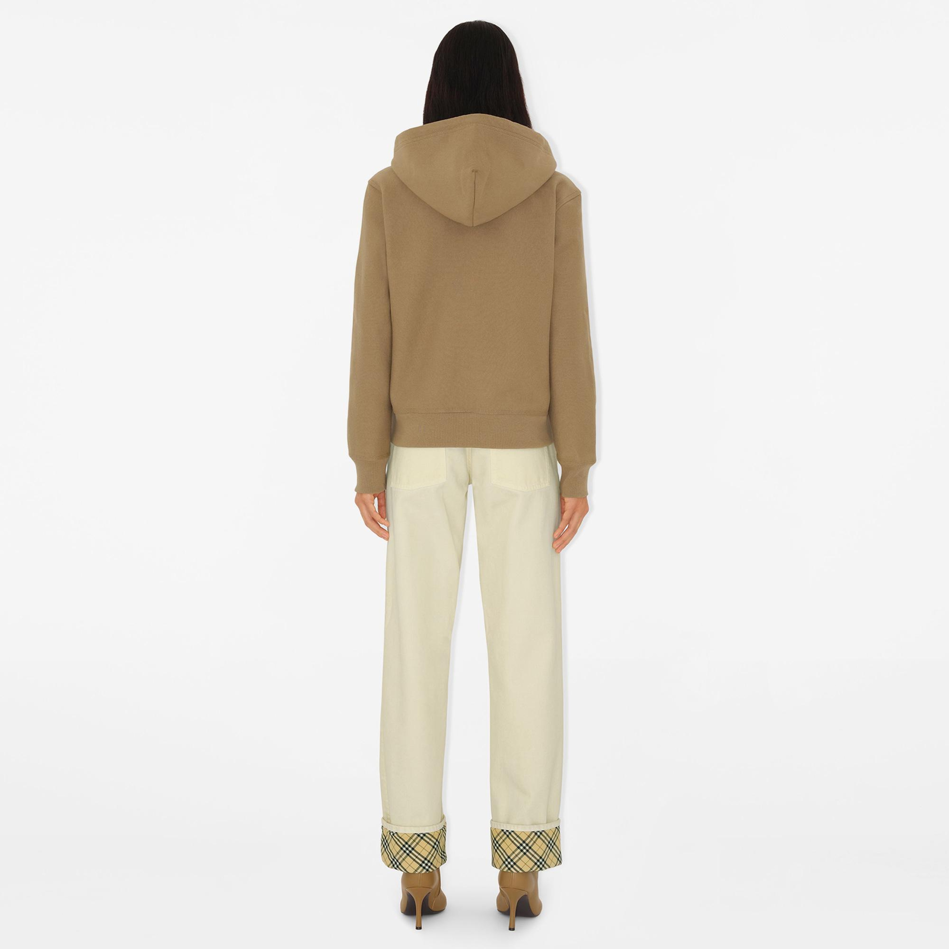 Burberry Ped Cotton Blend Zip Kadın Bej Hoodie