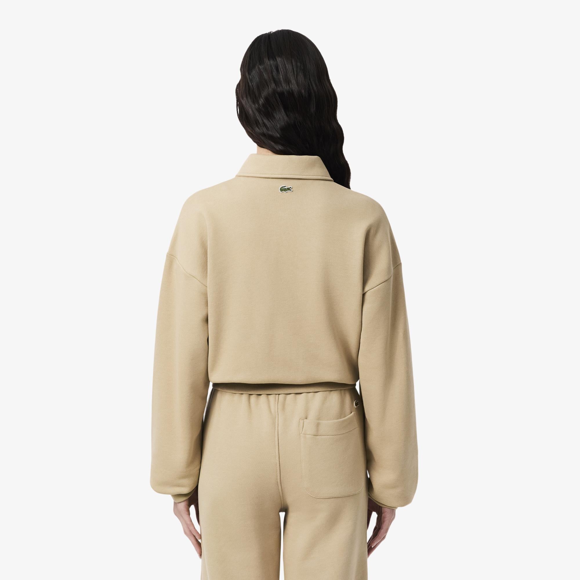 Lacoste Kadın Relaxed Fit Polo Yaka Yün Bej Triko