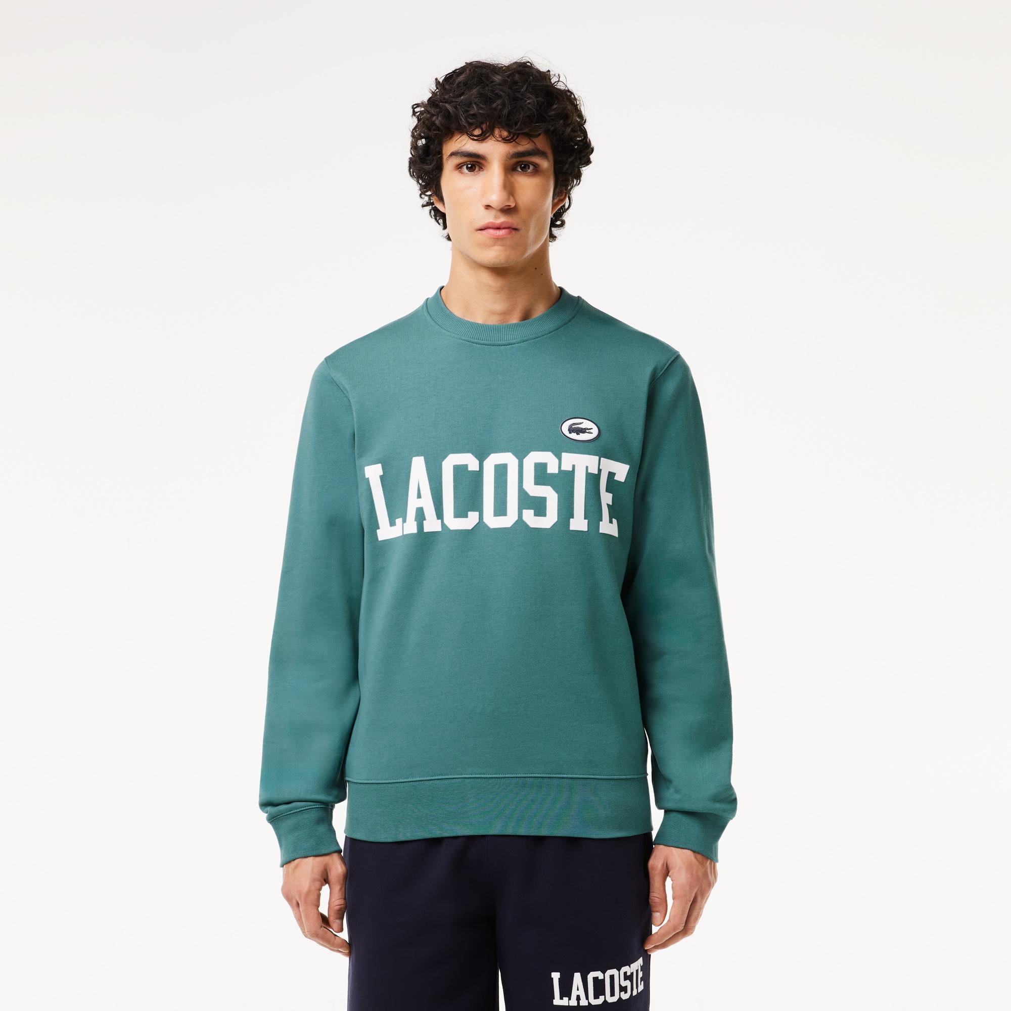 Erkek Classic Fit Bisiklet Yaka Baskılı Mavi Sweatshirt
