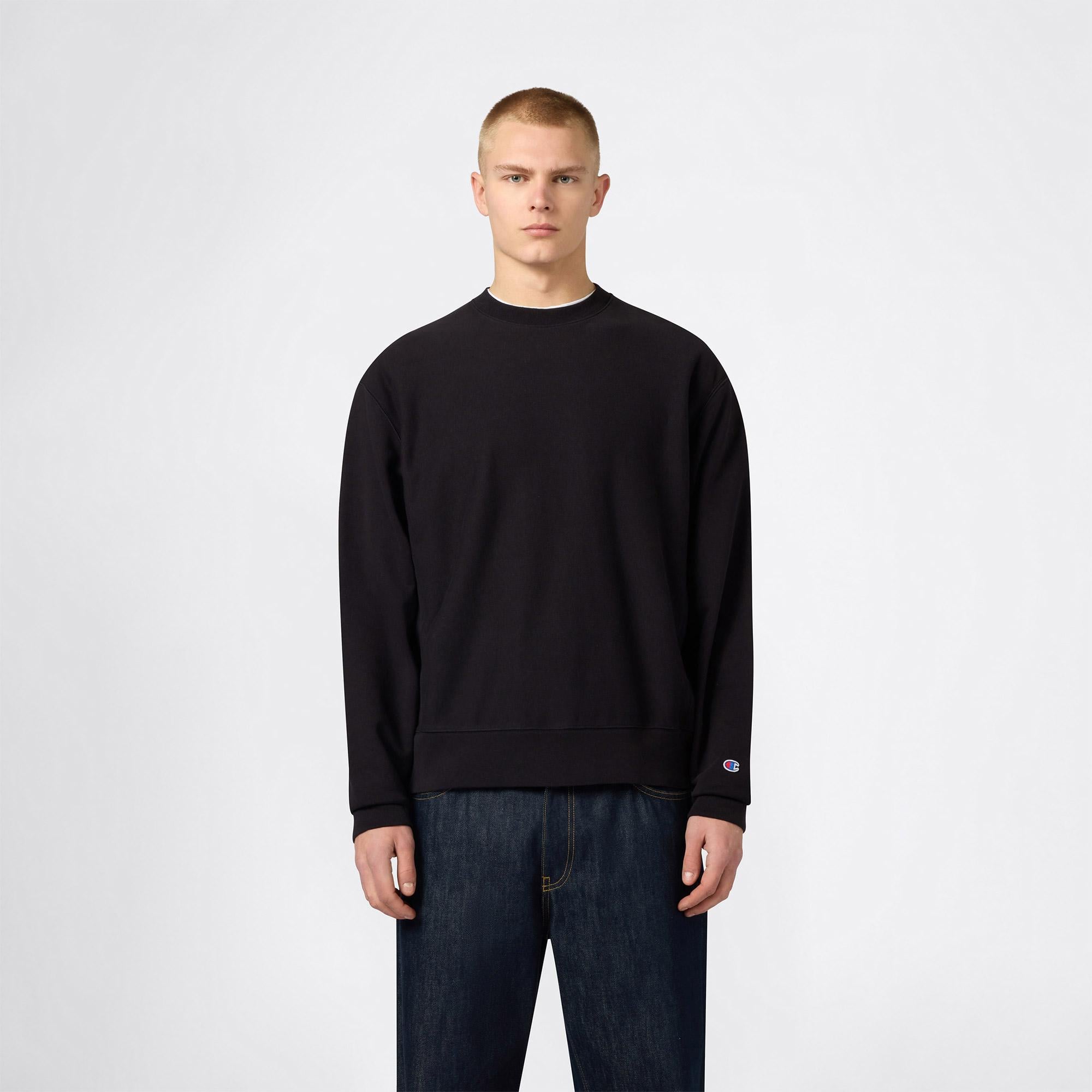 Champion Crewneck Regular Fit Erkek Siyah Sweatshirt