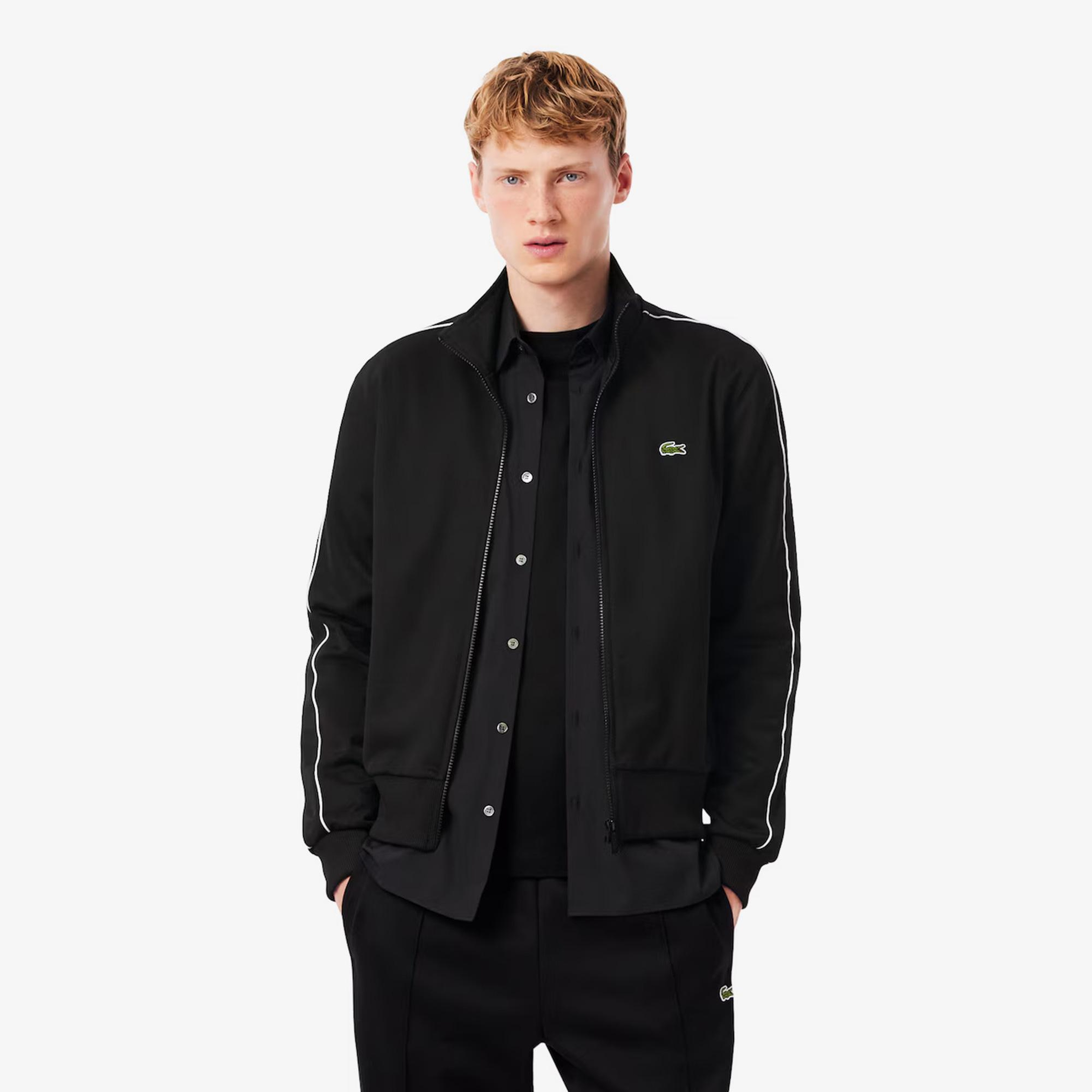 Lacoste Paris Piqué Zip Front Track Erkek Siyah Ceket