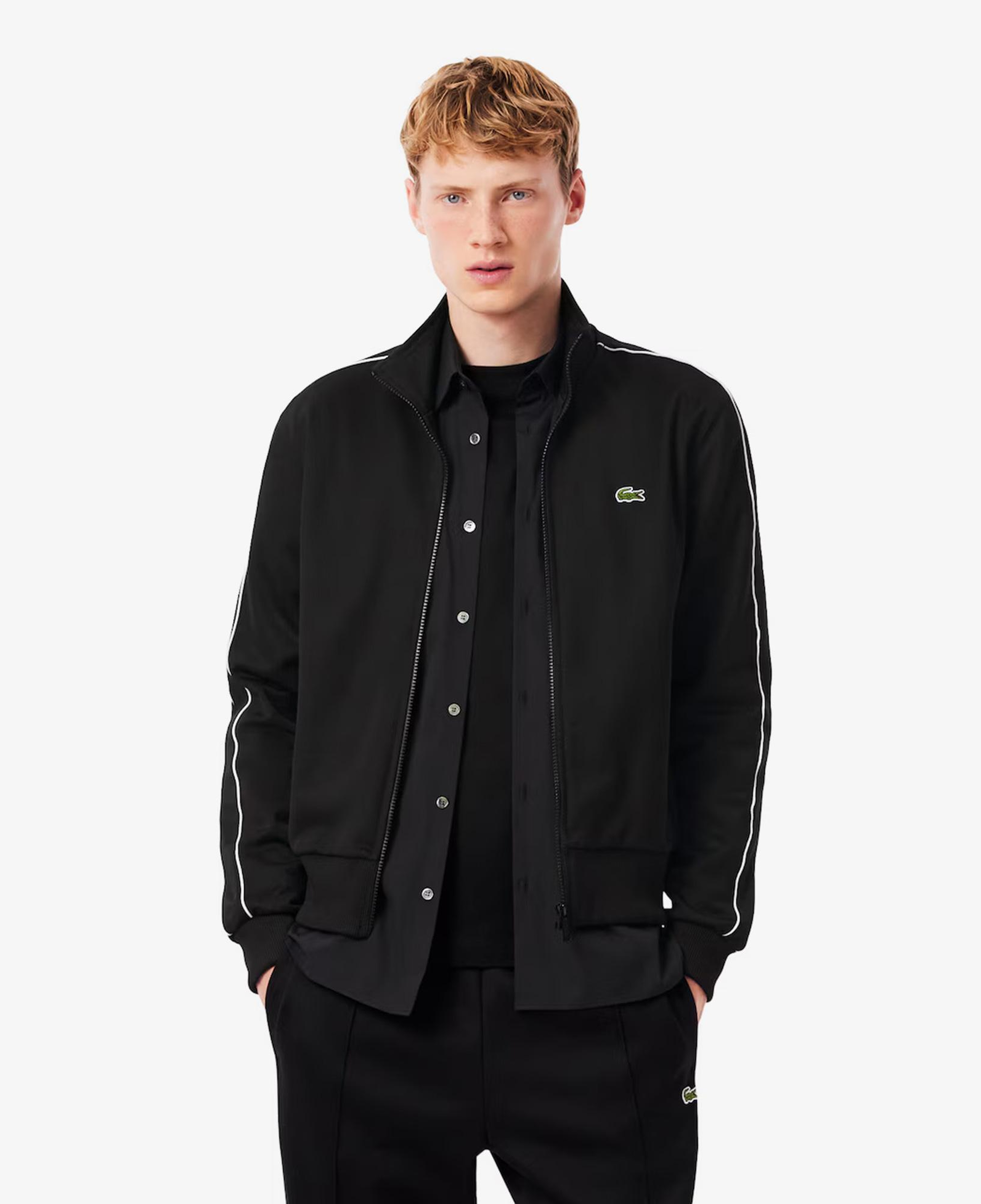 Lacoste Paris Piqué Zip Front Track Erkek Siyah Ceket