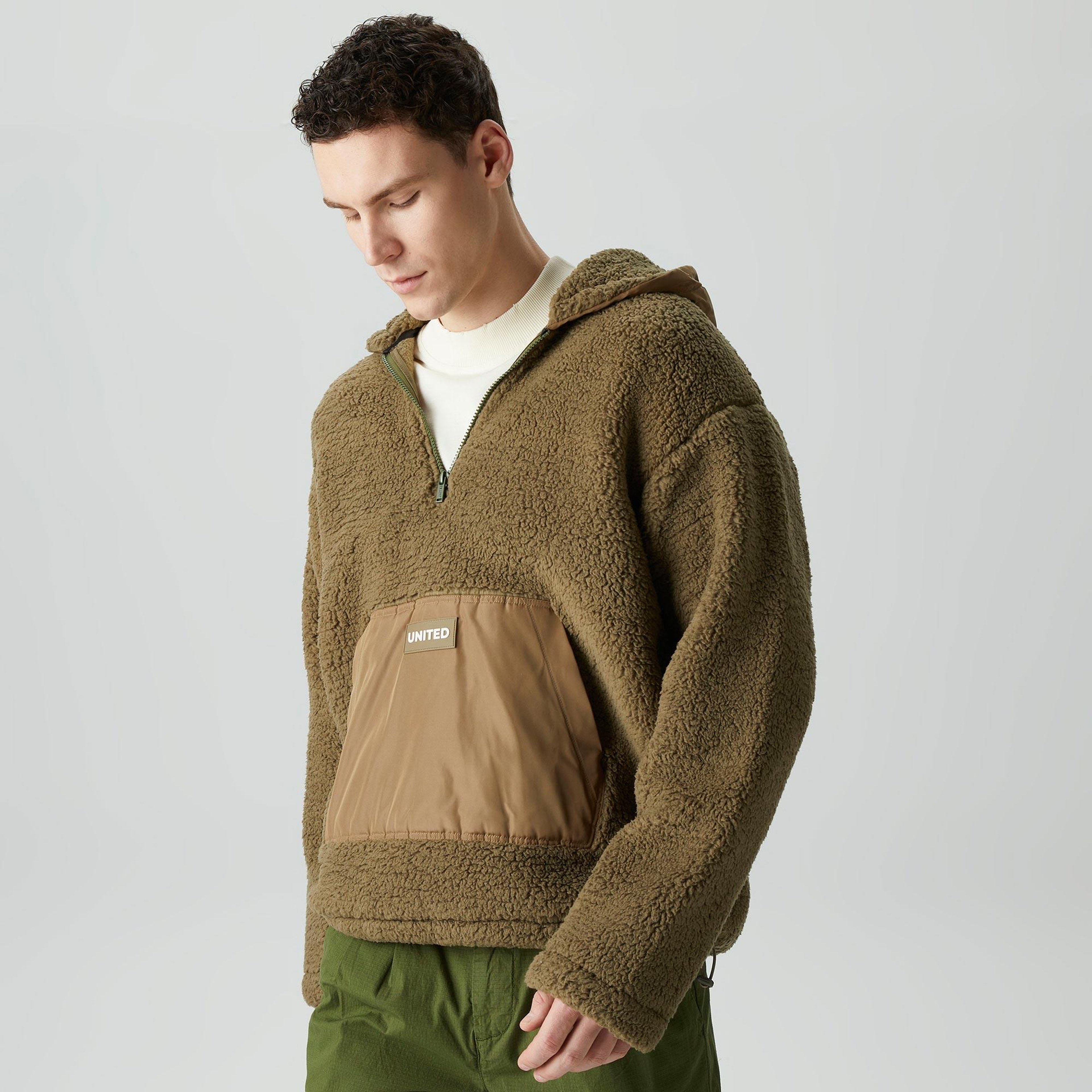 UNITED4 Classic Erkek Haki Hoodie