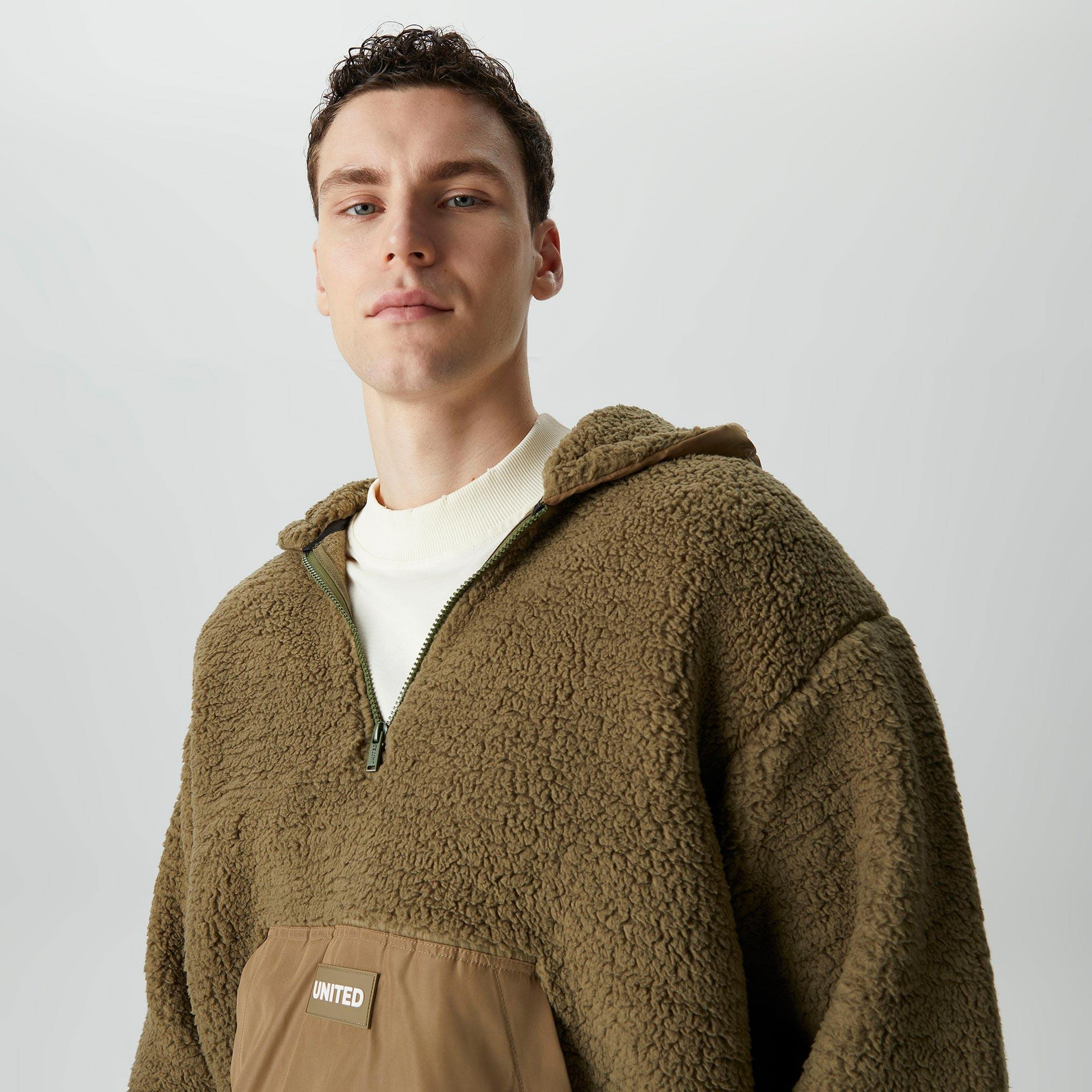 UNITED4 Classic Erkek Haki Hoodie