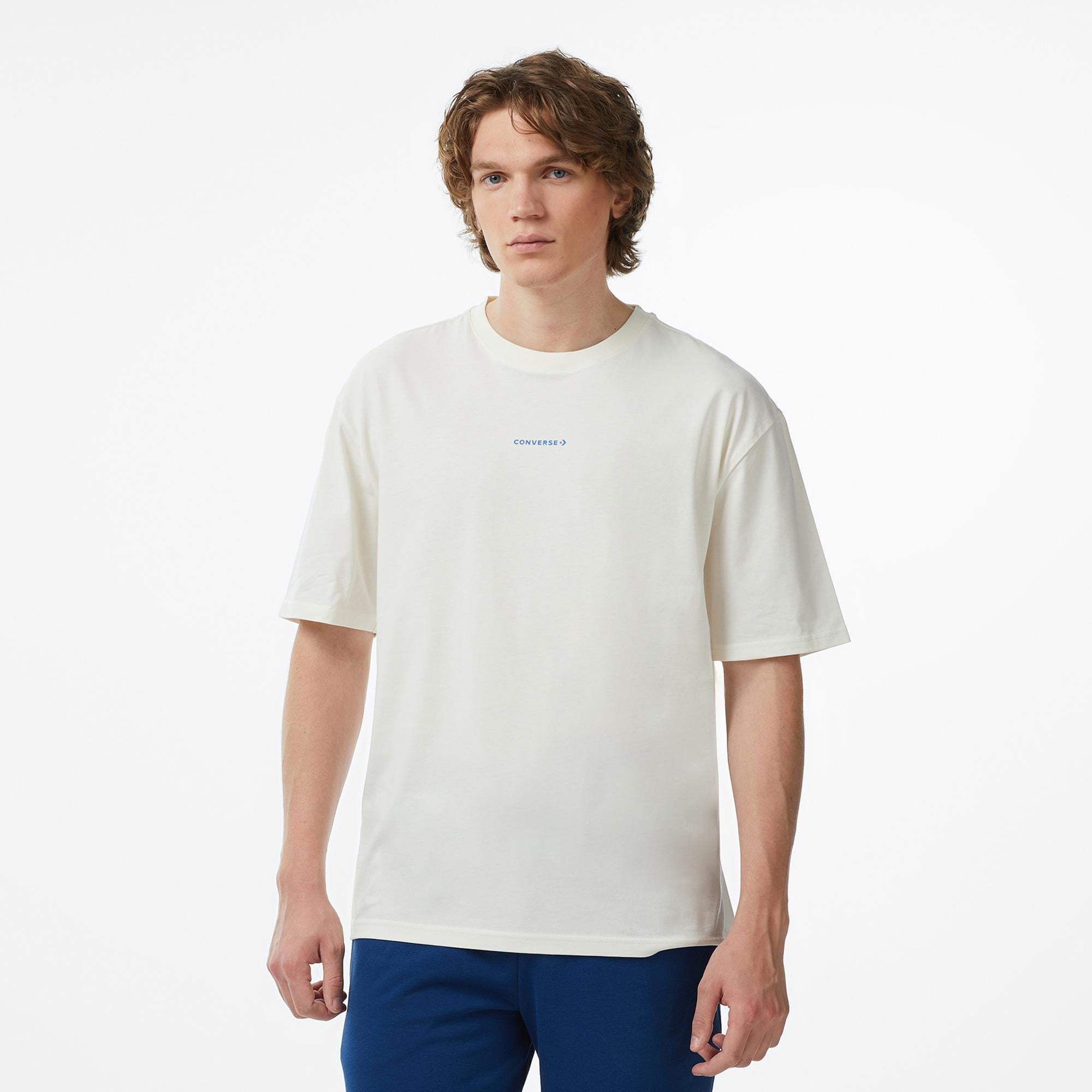 Converse Erkek Krem Grafik Baskılı T-Shirt