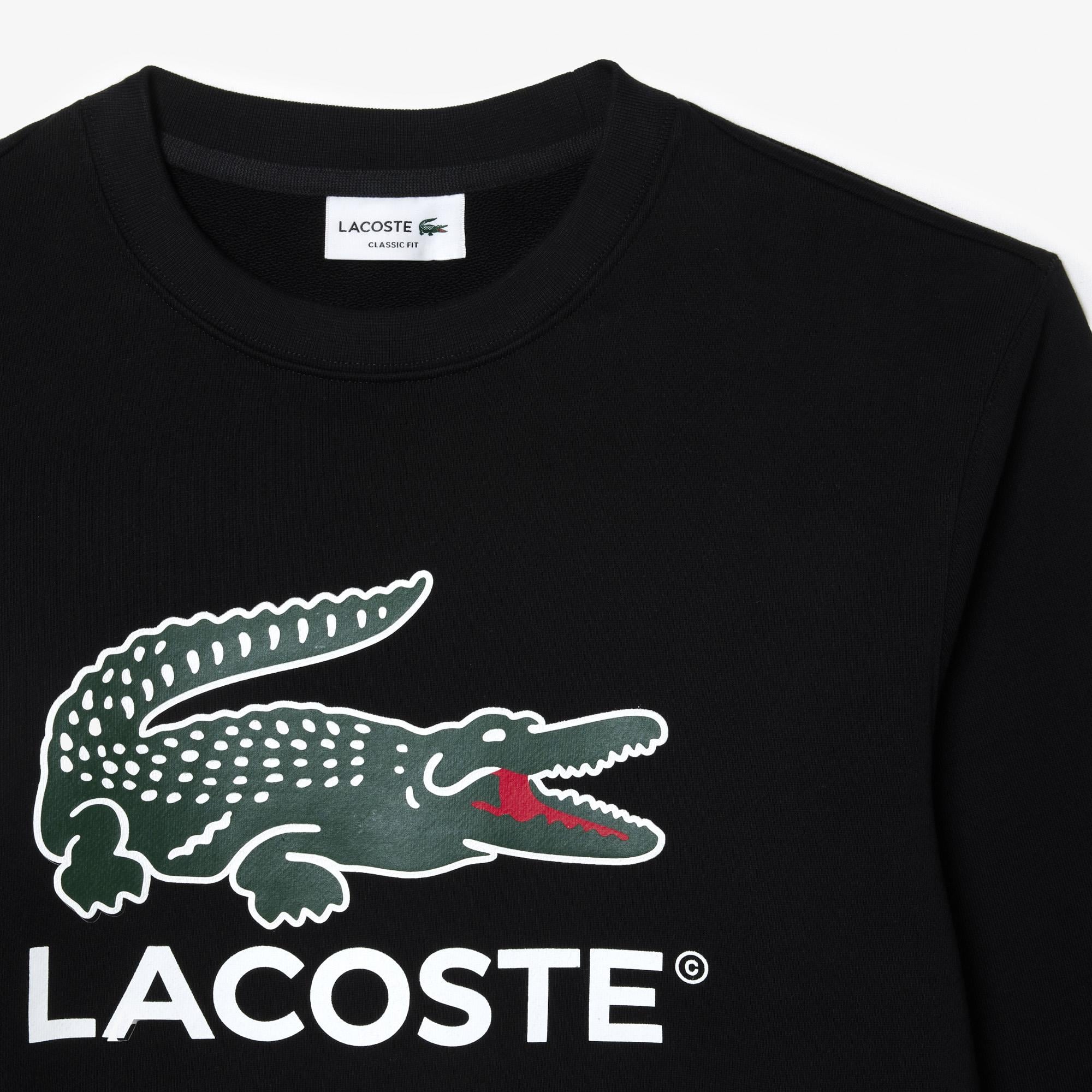 Erkek Classic Fit Bisiklet Yaka Baskılı Siyah Sweatshirt