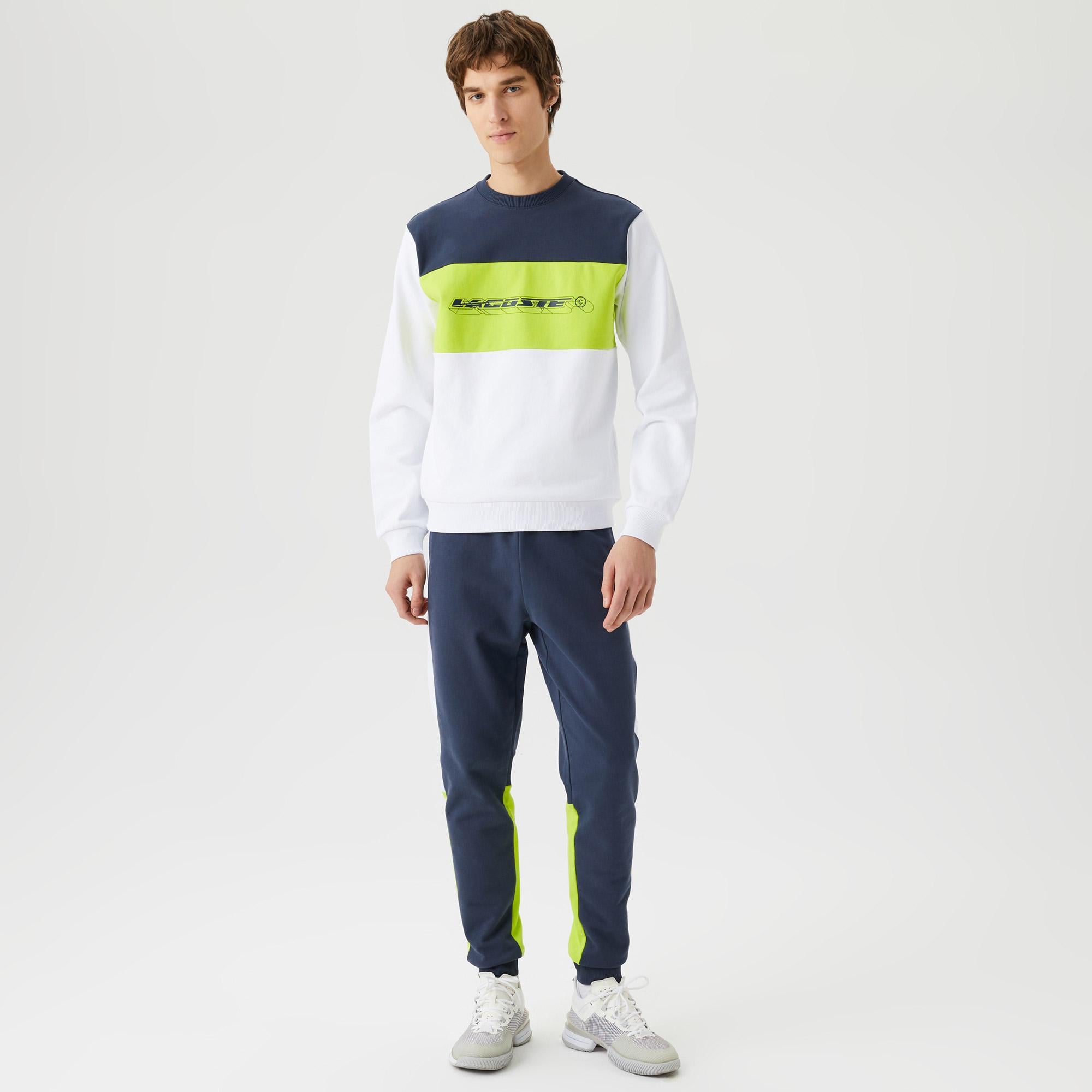 Erkek Relaxed Fit Bisiklet Yaka Baskılı Lacivert Sweatshirt
