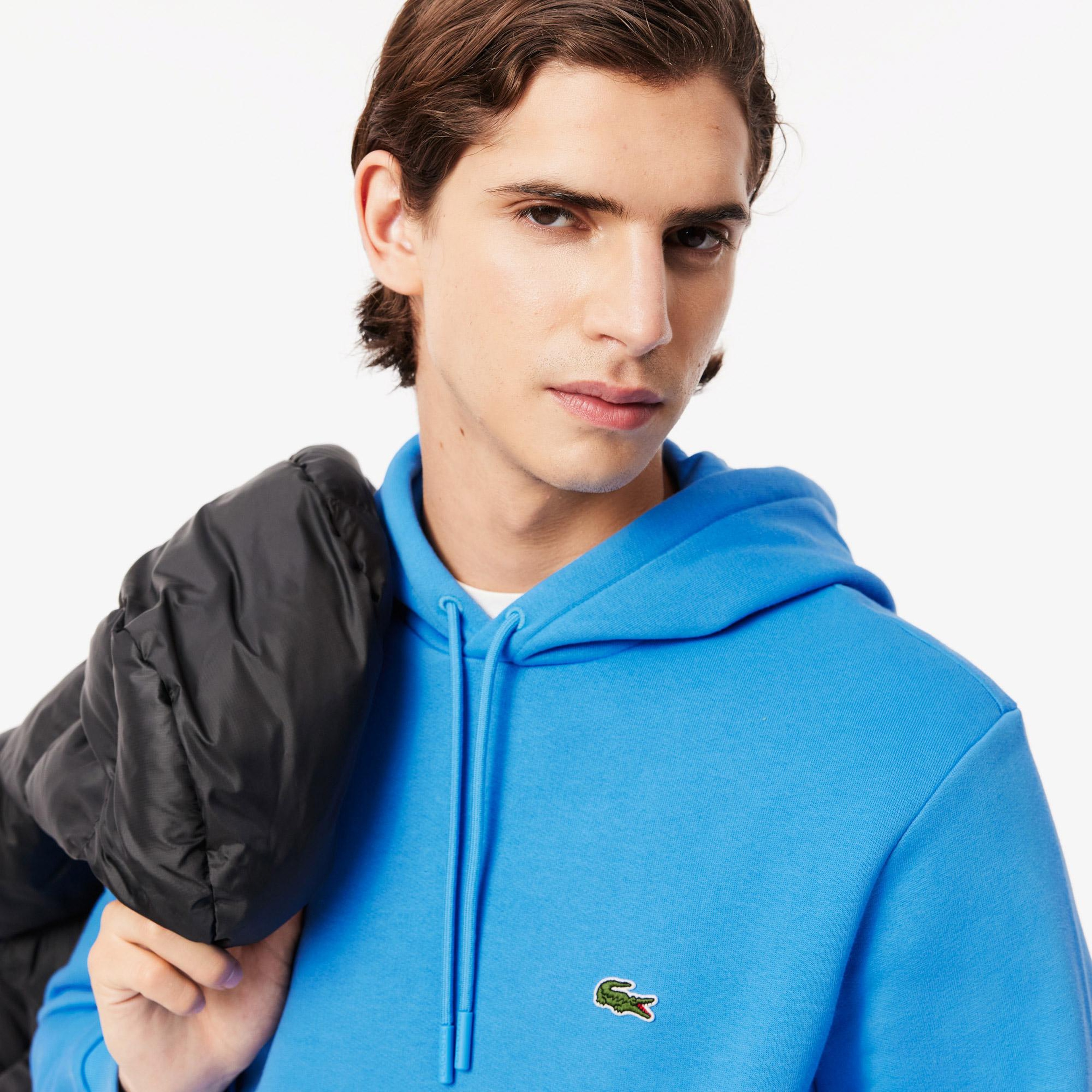Erkek Classic Fit Kapüşonlu Mavi Sweatshirt