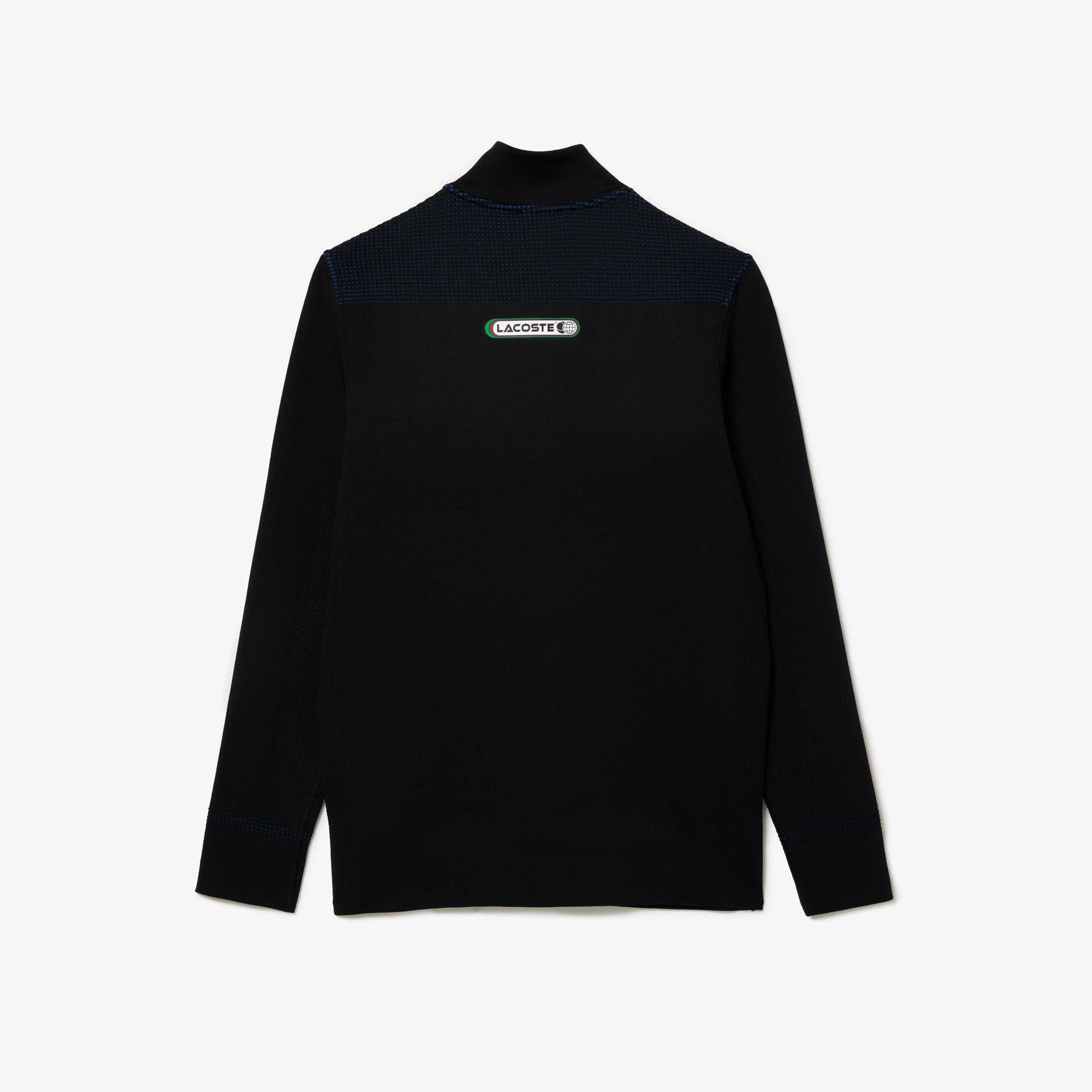 SPORT Erkek Regular Fit Fermuarlı Desenli Siyah Sweatshirt