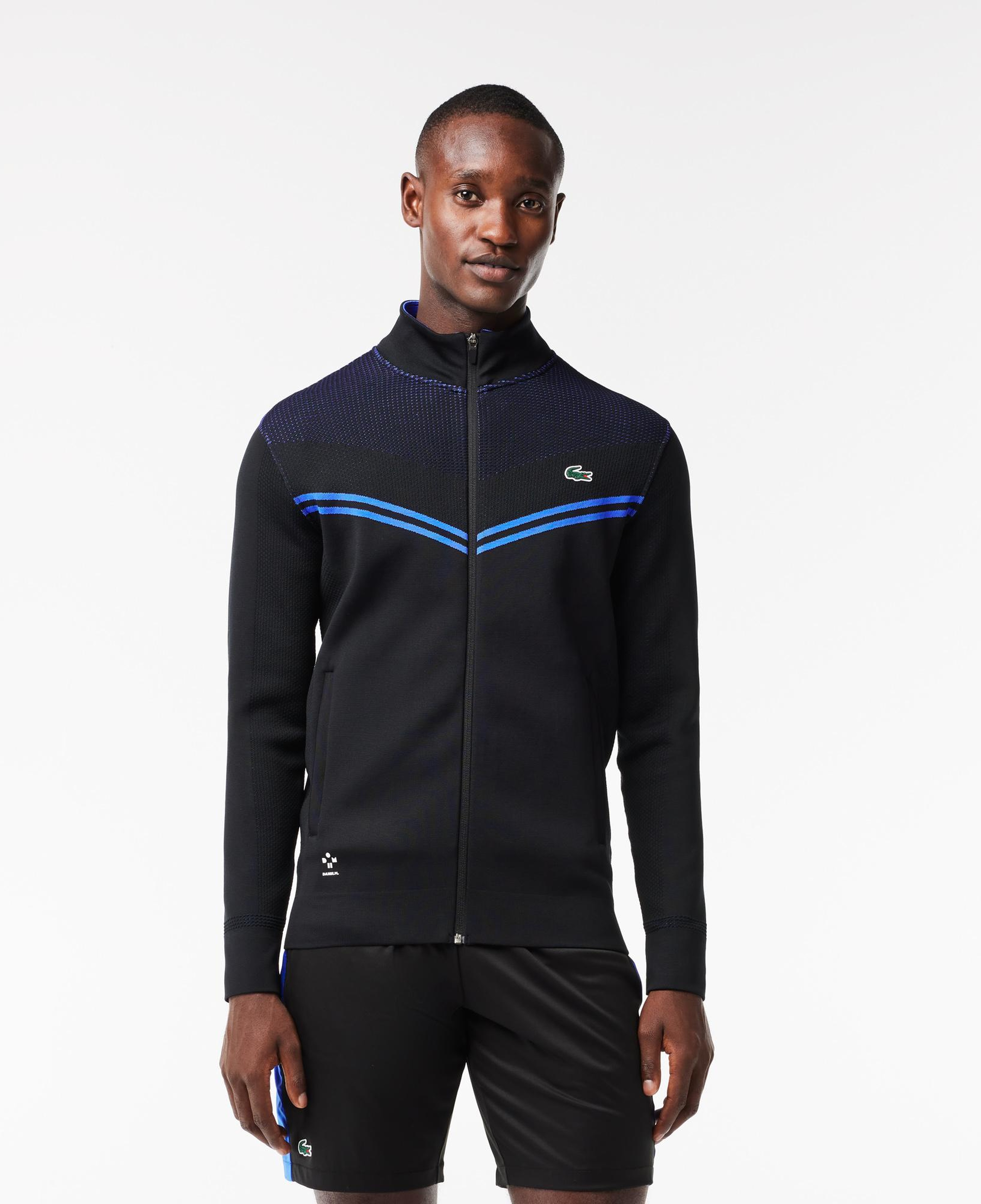SPORT Erkek Regular Fit Fermuarlı Desenli Siyah Sweatshirt