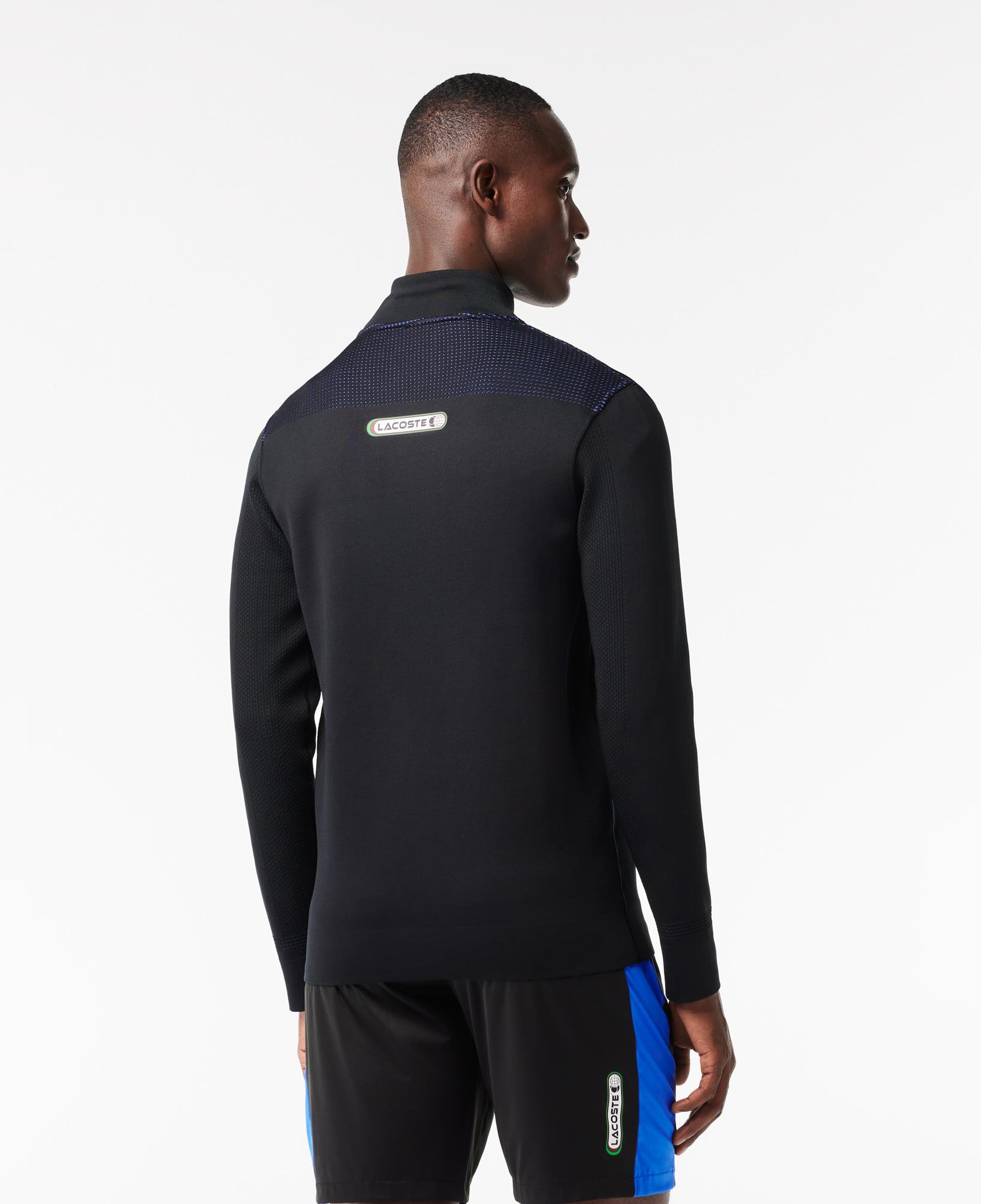 SPORT Erkek Regular Fit Fermuarlı Desenli Siyah Sweatshirt